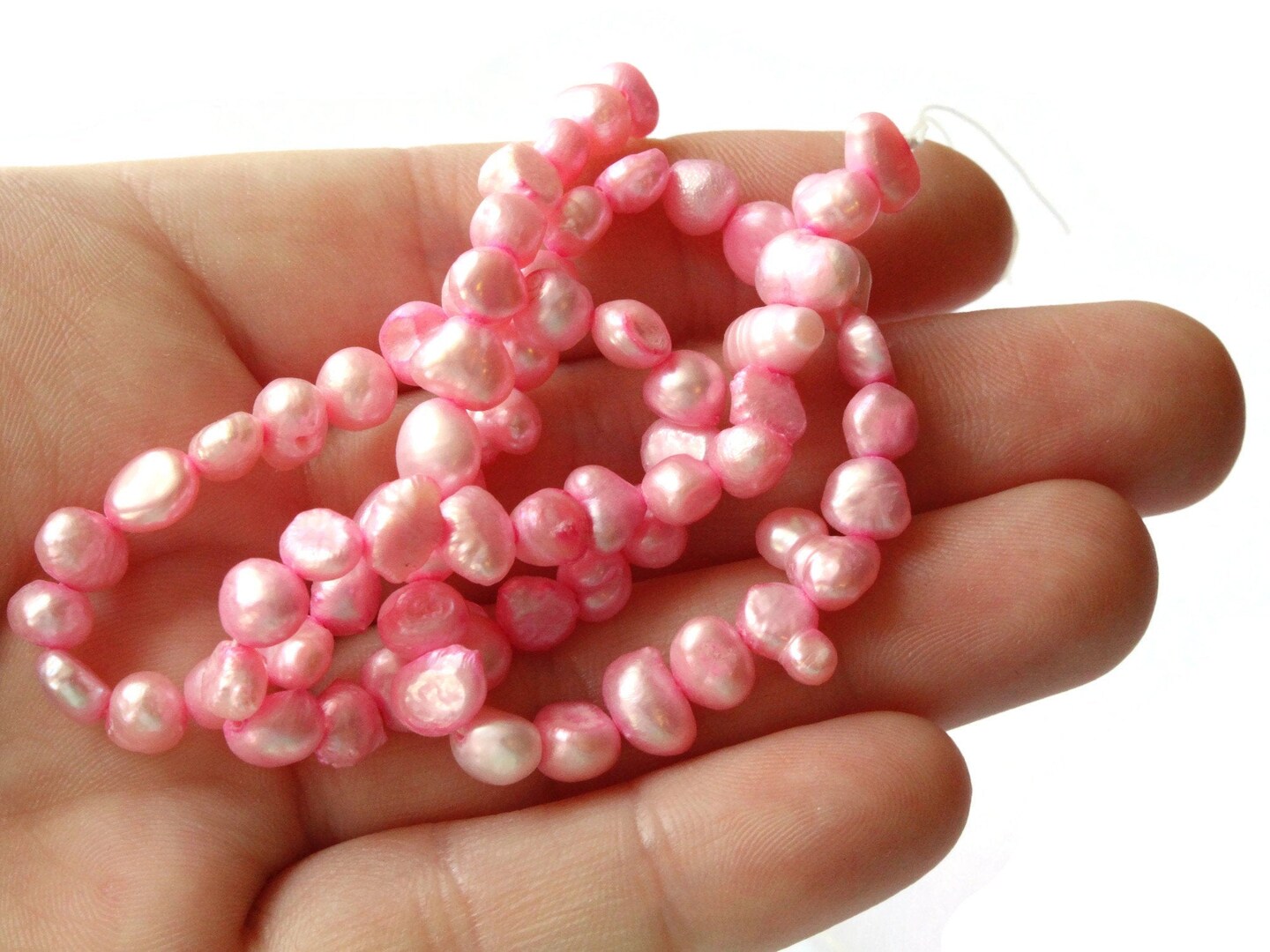 68 6mm Pink Natural Pearl Baroque Beads