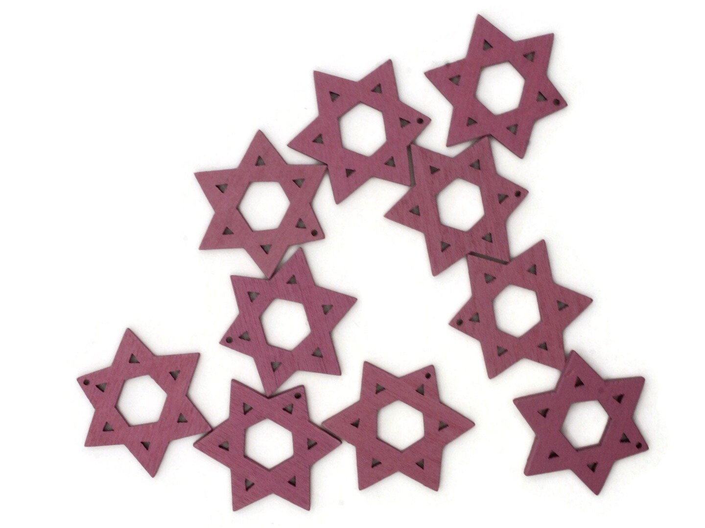10 32mm Mauve Pink Star of David Wood Pendants - Wooden Beads