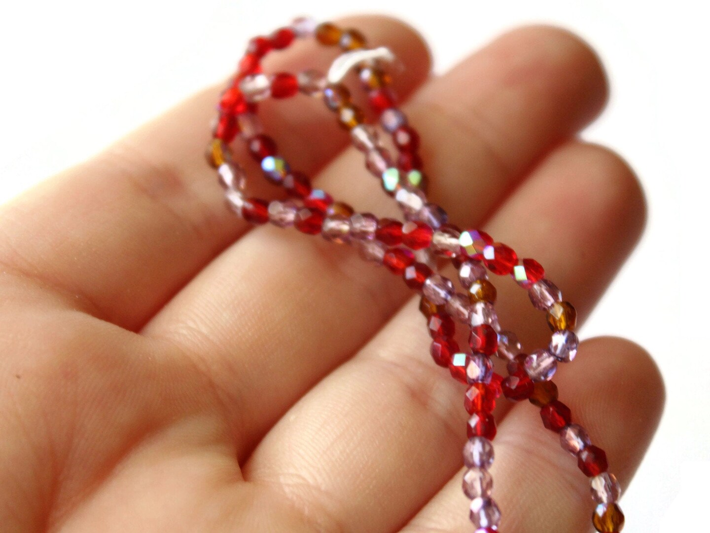 100 3mm Faceted Round Mixed Red and Purple Beads Crystal Beads