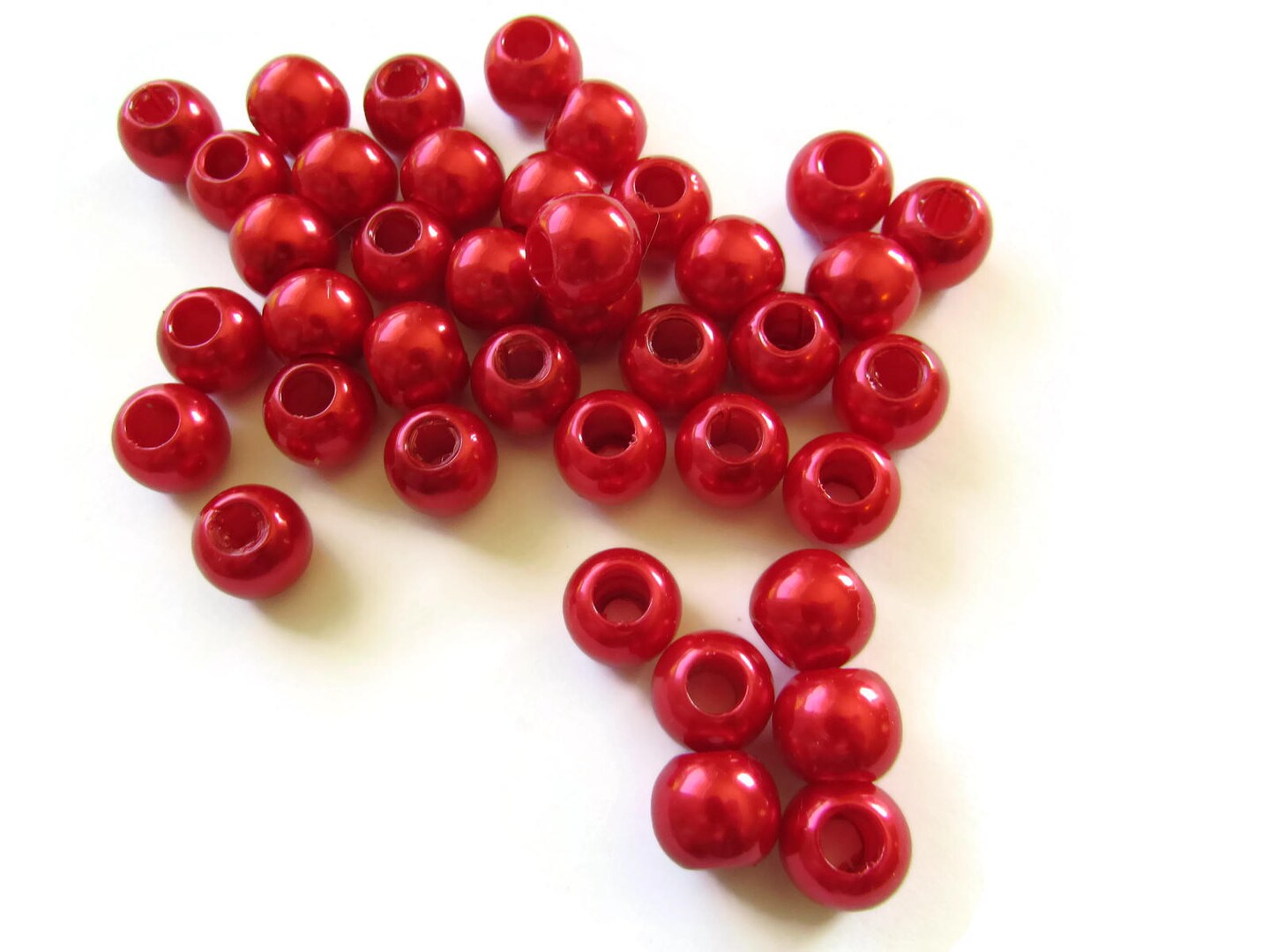 40 12mm Large Hole Pearls Round Red Pearl Beads Plastic Pearl Beads bK3