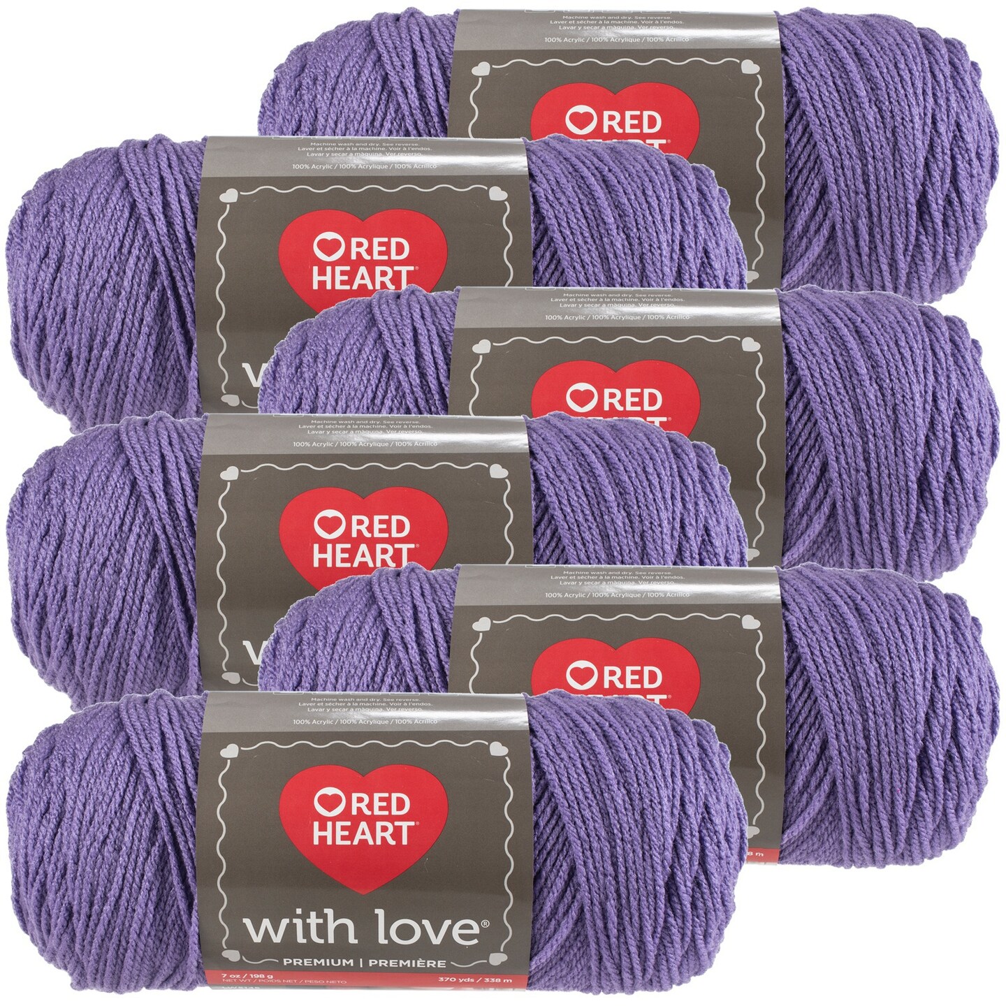 Multipack of 6 - Red Heart With Love Yarn-Lilac
