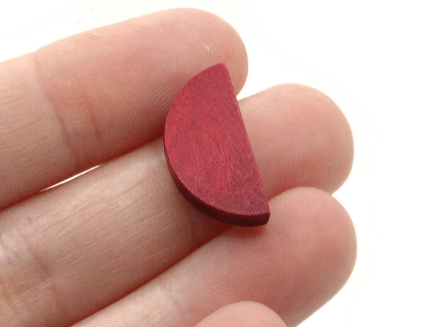 30 20mm Burgundy Red Semi-Circle Half Coin Wood Beads