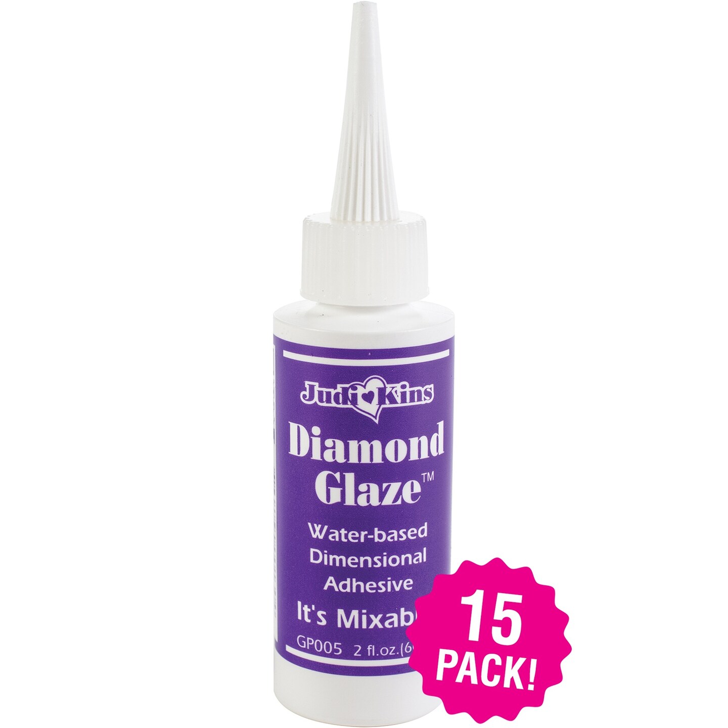Multipack of 15 - Judikins Diamond Glaze Dimensional Adhesive 2oz-Precision Tip