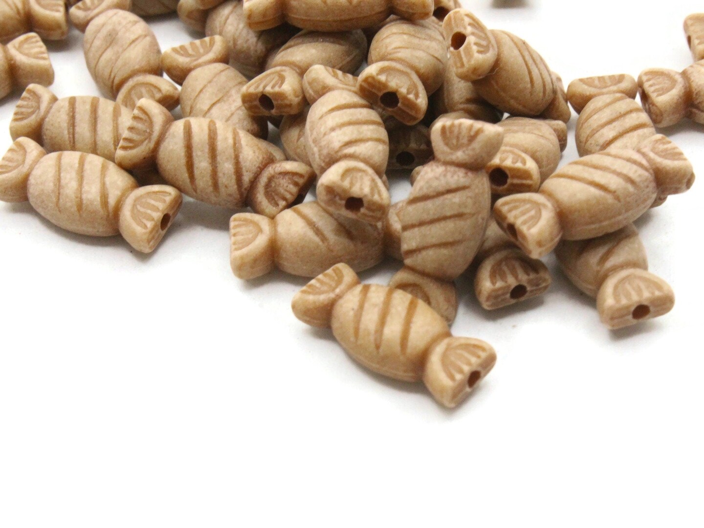 90 15mm Brown Wrapped Candy Plastic Beads Acrylic Beads