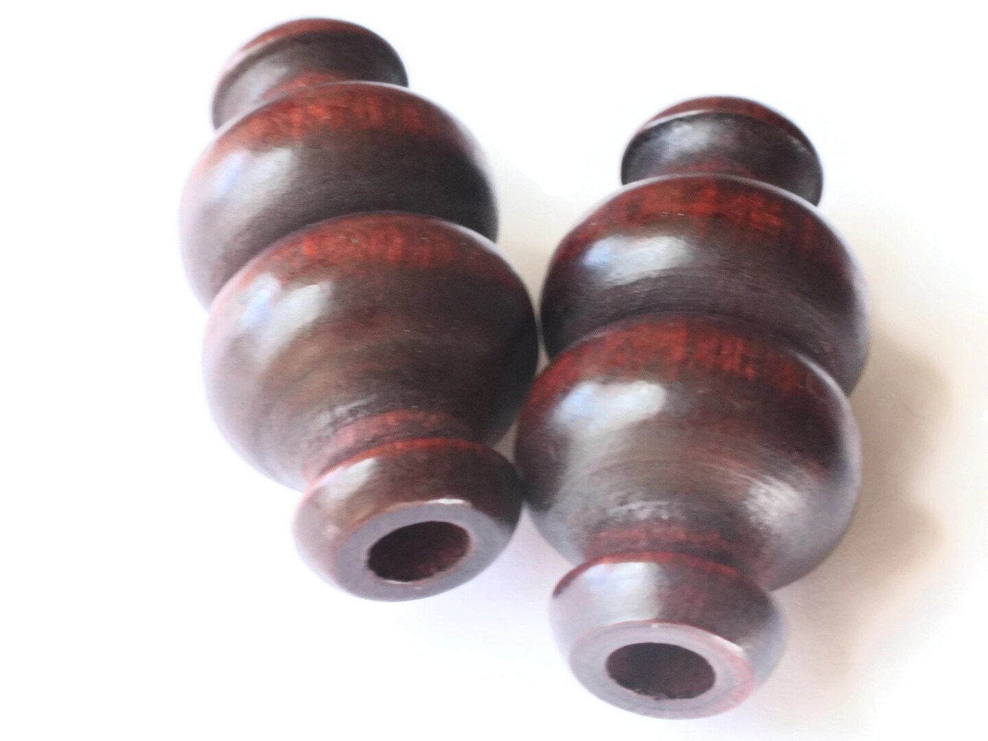 50mm Dark Mahogany Brown Large Hole Wood Beads Decorative Tube Beads Vintage Macrame Beads