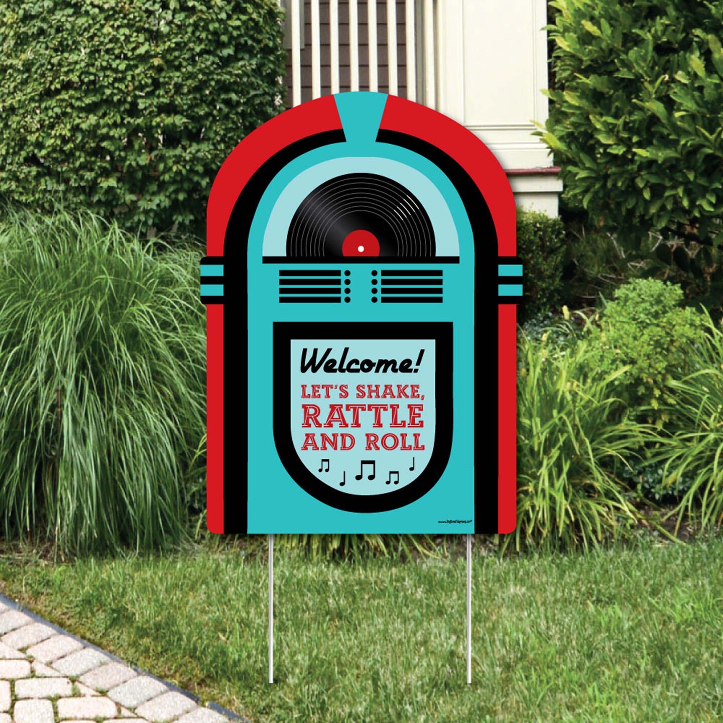 Big Dot of Happiness 50's Sock Hop - Party Decorations - 1950s Rock N Roll Party Welcome Yard Sign