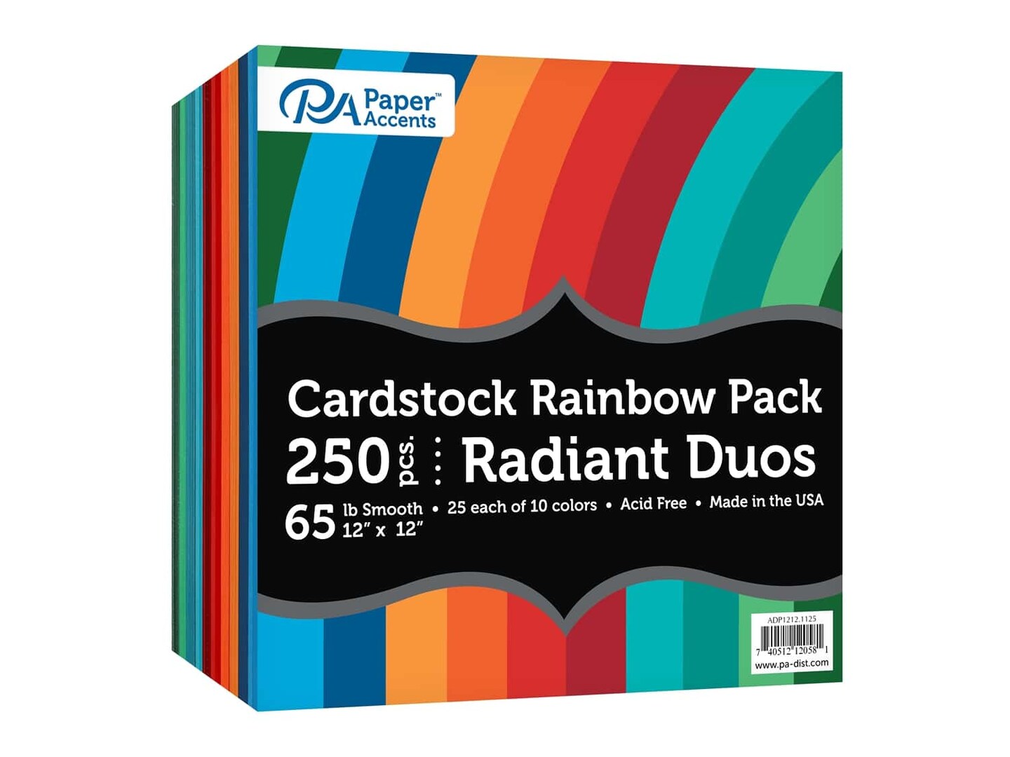 Paper Accents Cardstock Rainbow Pack 12 x 12 in. Radiant Duo 250 pc.