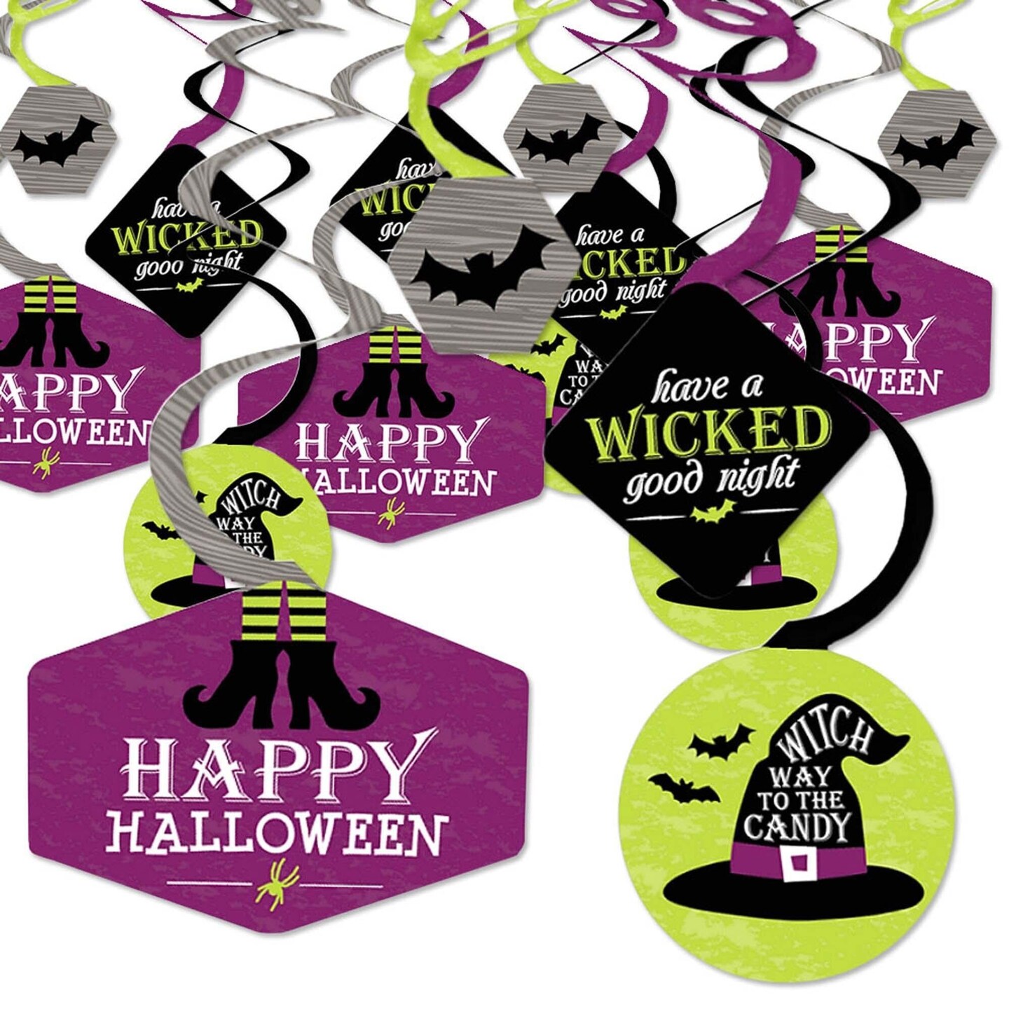 Big Dot of Happiness Happy Halloween - Witch Party Hanging Decor - Party Decoration Swirls - Set of 40