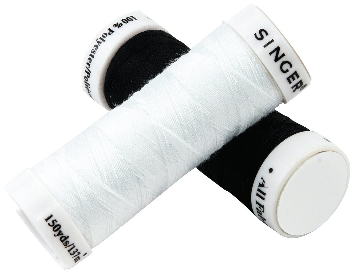 SINGER All-Purpose Polyester Thread 200yd 2/Pkg-Black & White