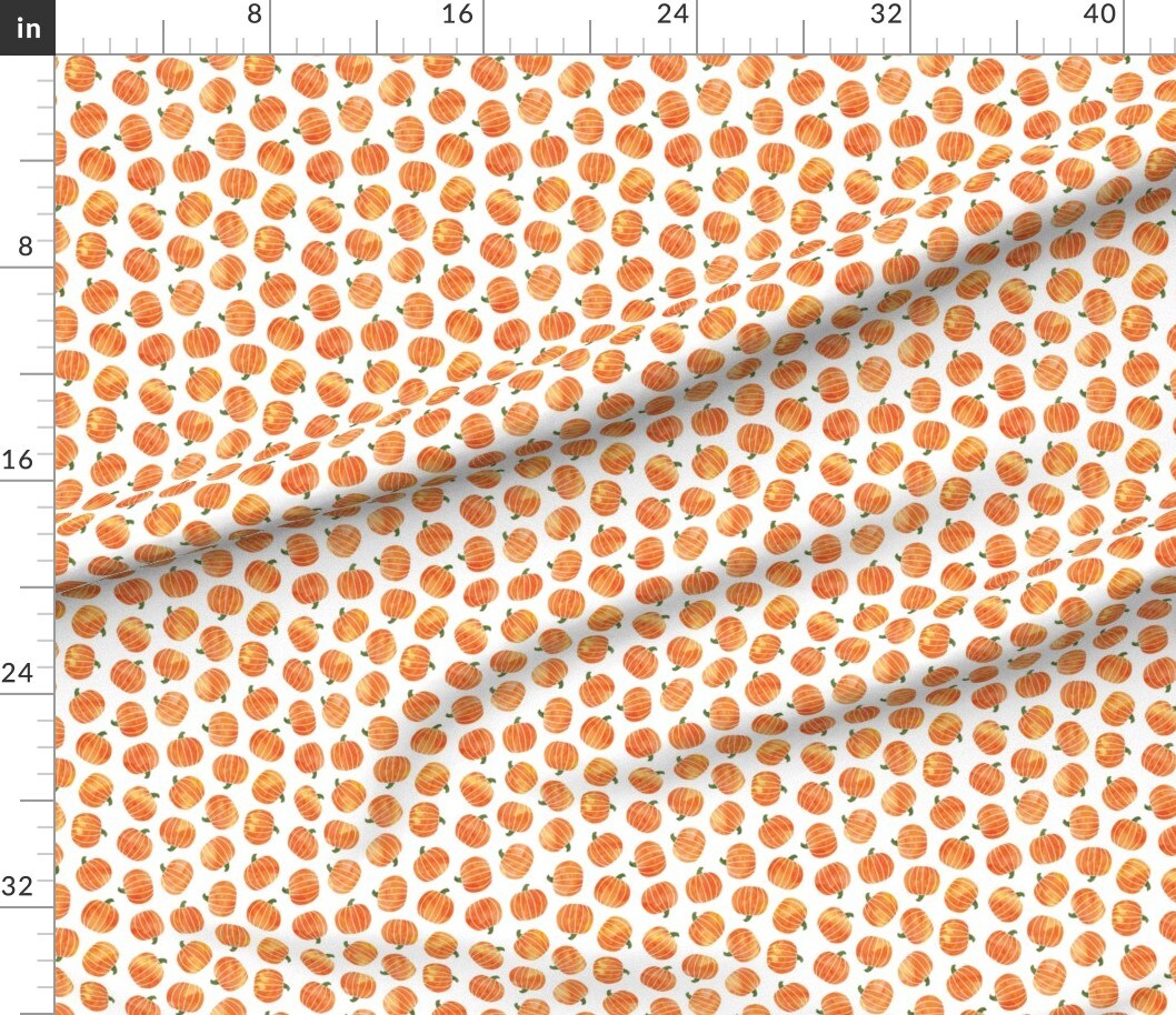 Petal Signature Cotton by the Yard or Fat Quarter Pumpkin Watercolor Fall Halloween Autumn Thanksgiving Pumpkins Custom Printed Fabric by Spoonflower