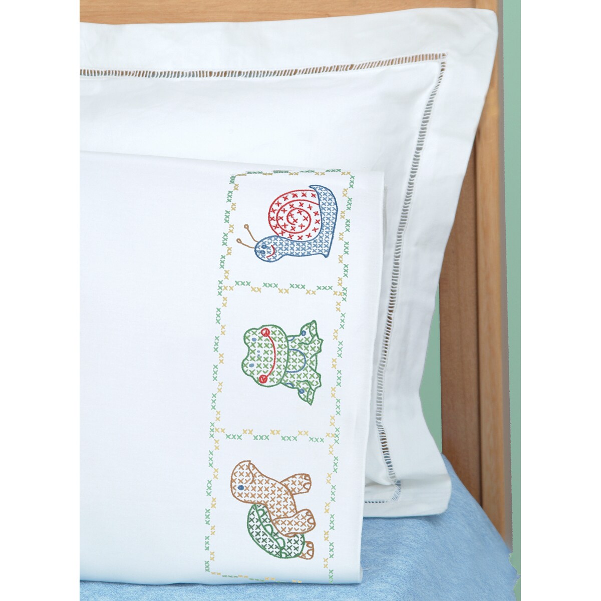 Jack Dempsey Children&#x27;s Stamped Pillowcase W/Perle Edge-Froggy