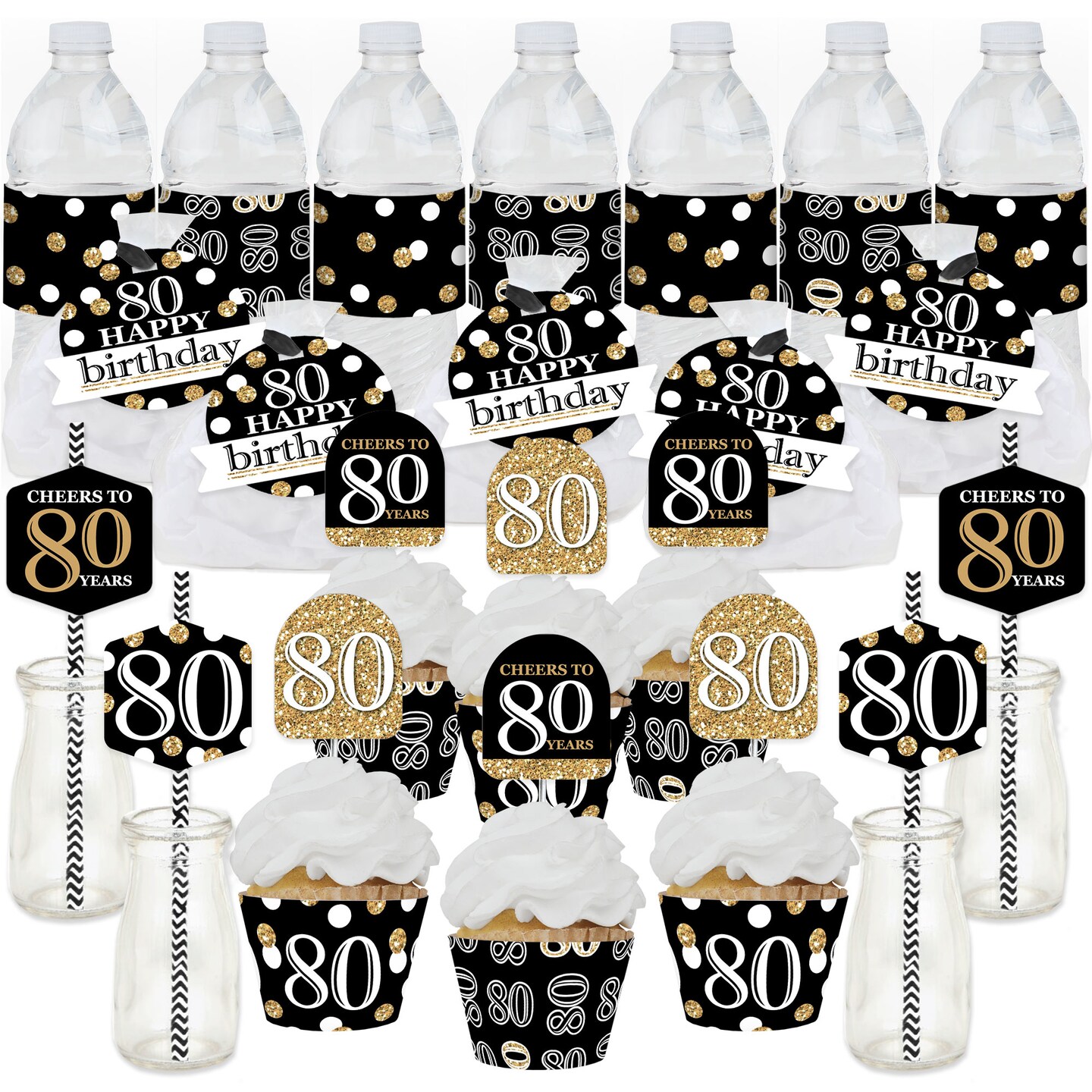 Big Dot Of Happiness Adult 80th Birthday Gold Birthday Party Favors