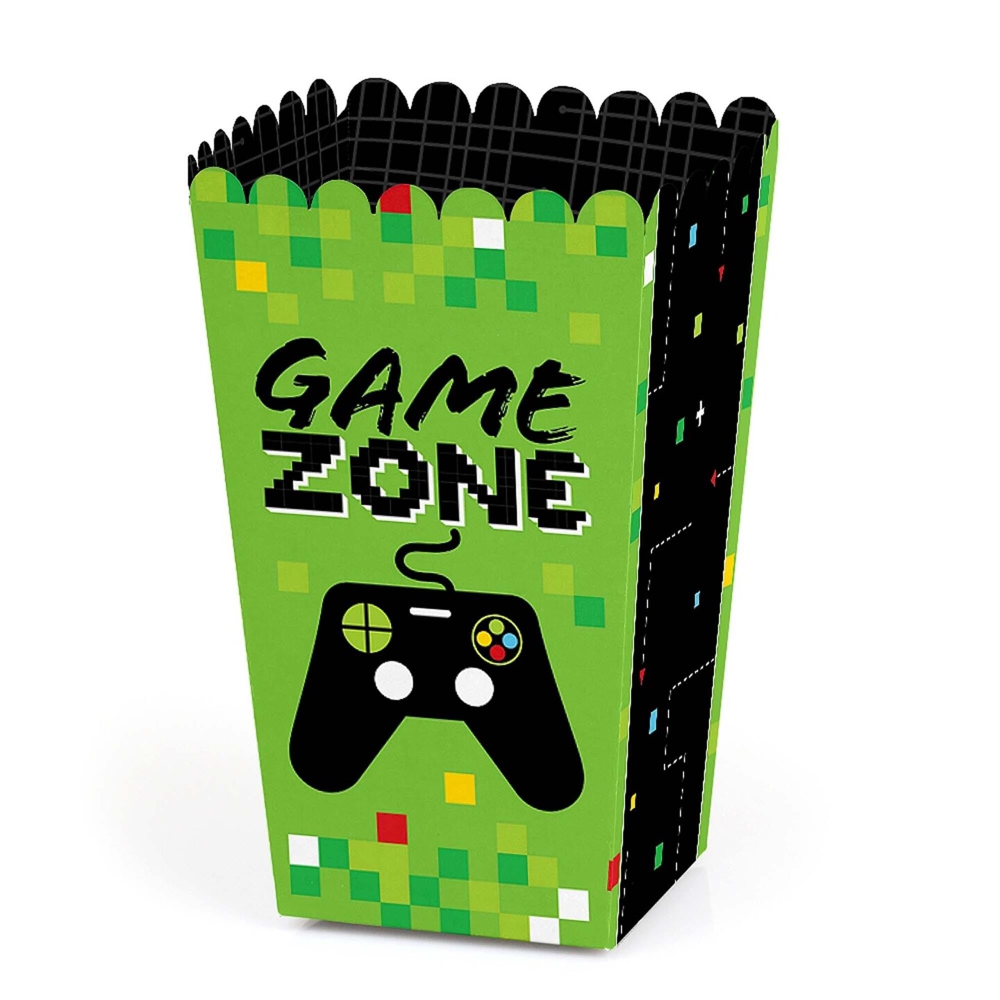 Big Dot of Happiness Video Game - Pixel Game Zone Party or Birthday Party Favor Popcorn Treat Boxes - Set of 12