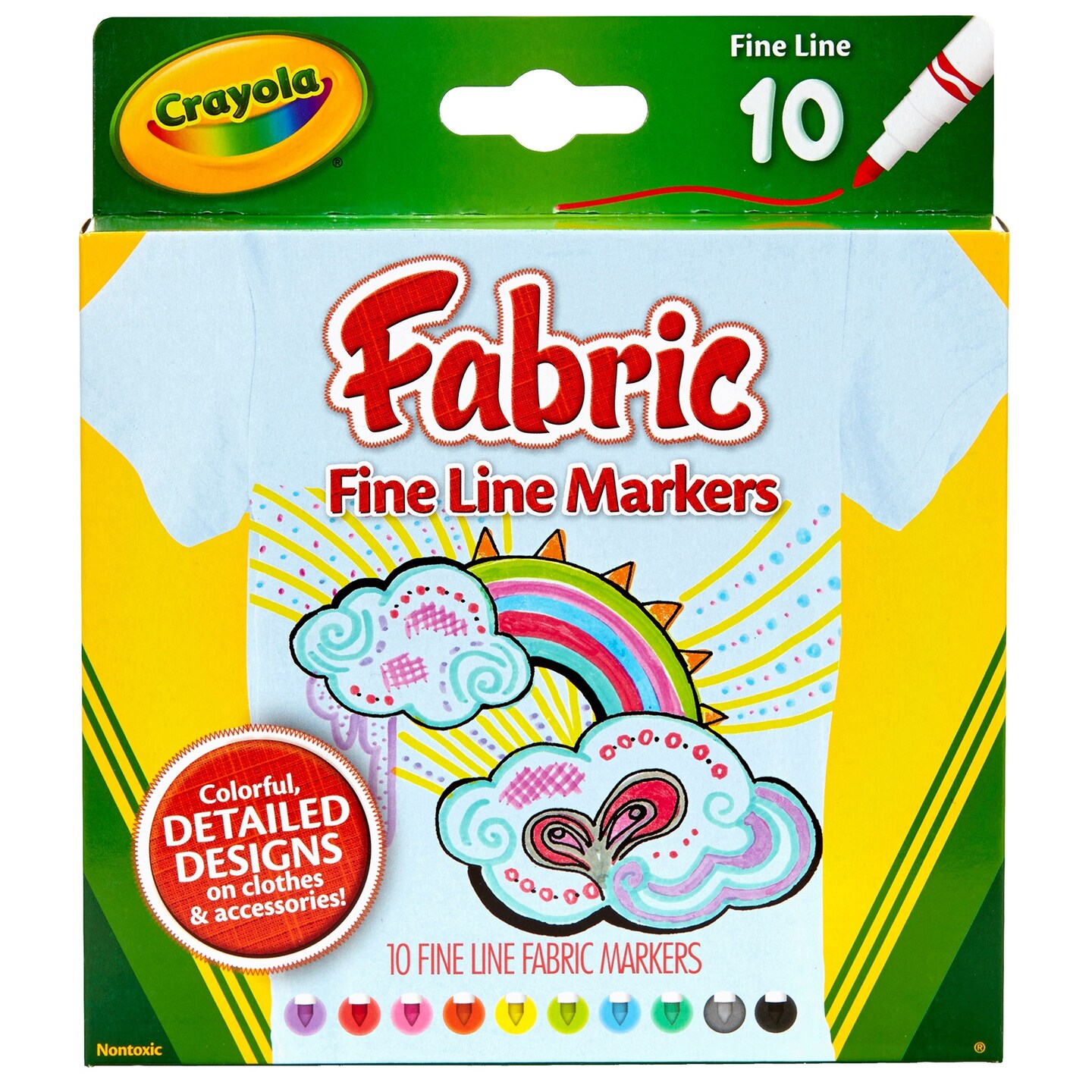 Crayola Fine Line Fabric Markers 10 Pkg