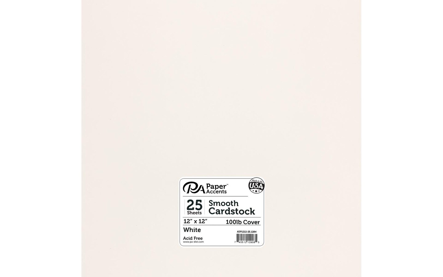 PA Paper Accents Smooth Cardstock 12" x 12" White, 100lb colored cardstock paper for card making, scrapbooking, printing, quilling and crafts, 25 piece pack