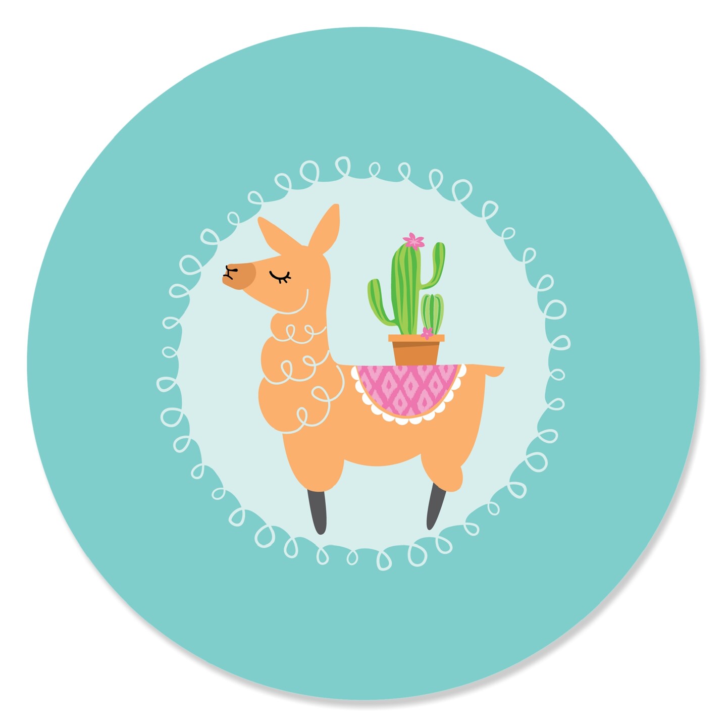 Big Dot of Happiness Whole Llama Fun - Llama Fiesta Baby Shower or Birthday Party Circle Sticker Labels - 24 Count