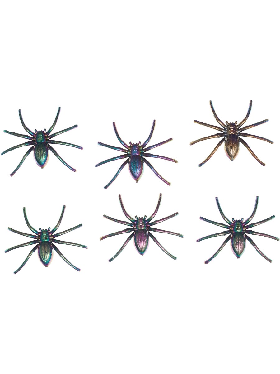 Pack Of 6 Oil Slick Spiders Decoration