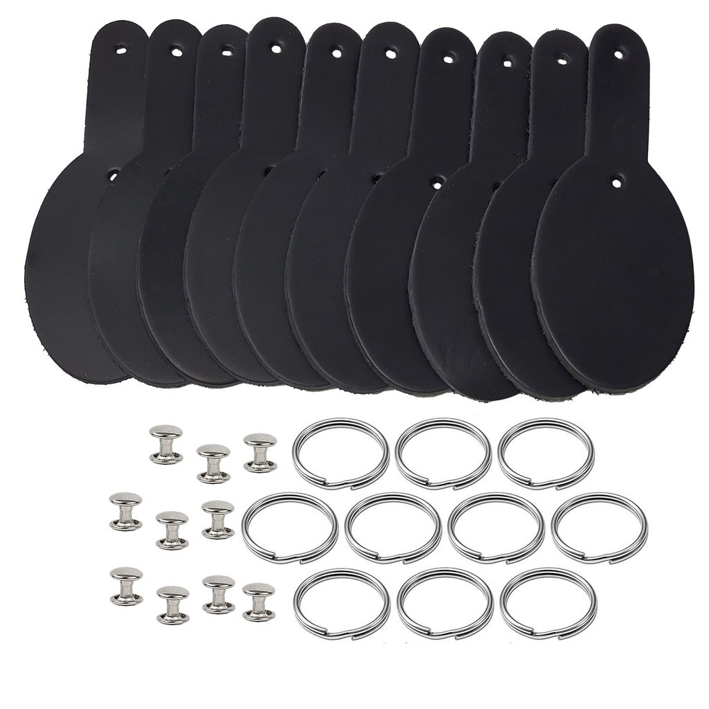 Leather Keychains Blanks 10 PackDIY Unique Oval Shaped One Pieced