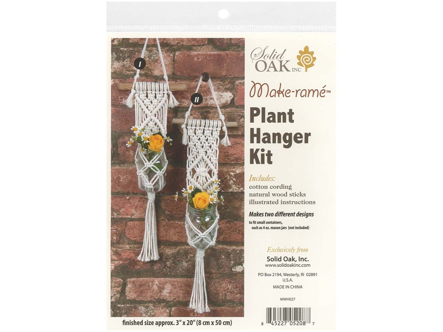 Solid Oak Macrame Plant Hanger Kit - Two Minis