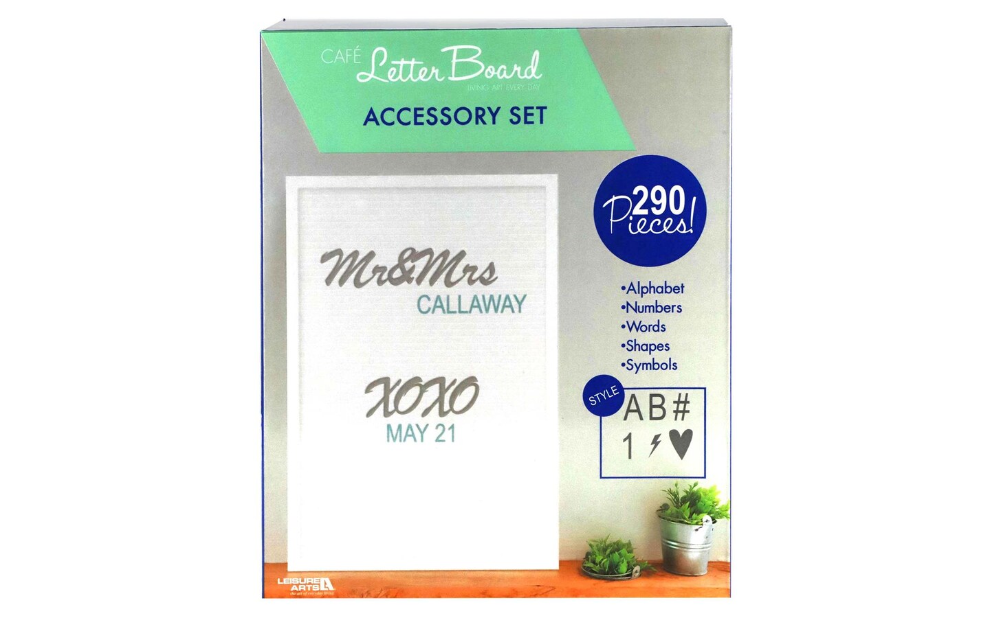 Leisure Arts Letter Board Accessory Set Gray/Aqua