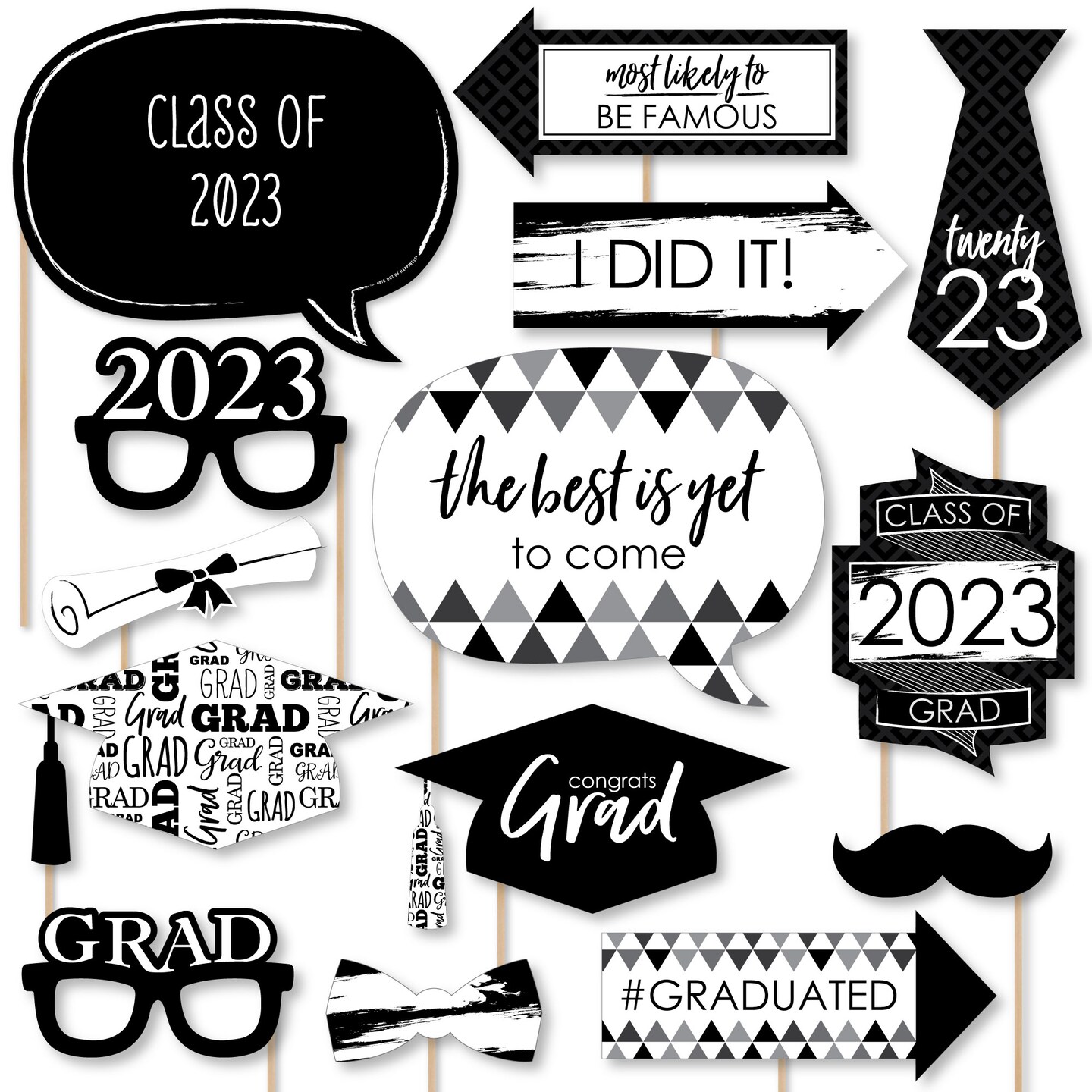 Big Dot Of Happiness Black And White 2023 Graduation Party Photo Booth 