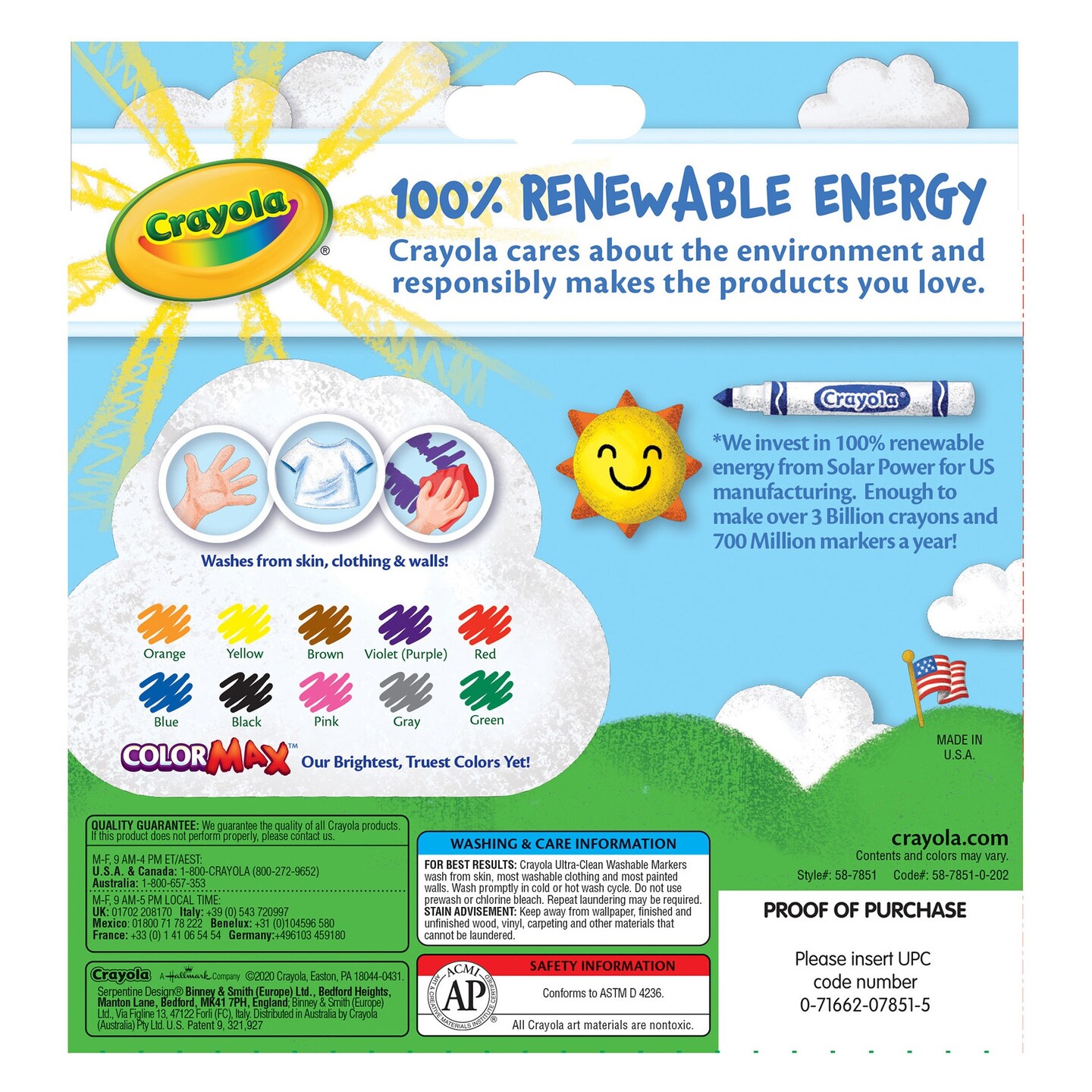 Crayola Ultra-Clean Color Max Broad Washable Markers 10/Pkg-Classic Colors