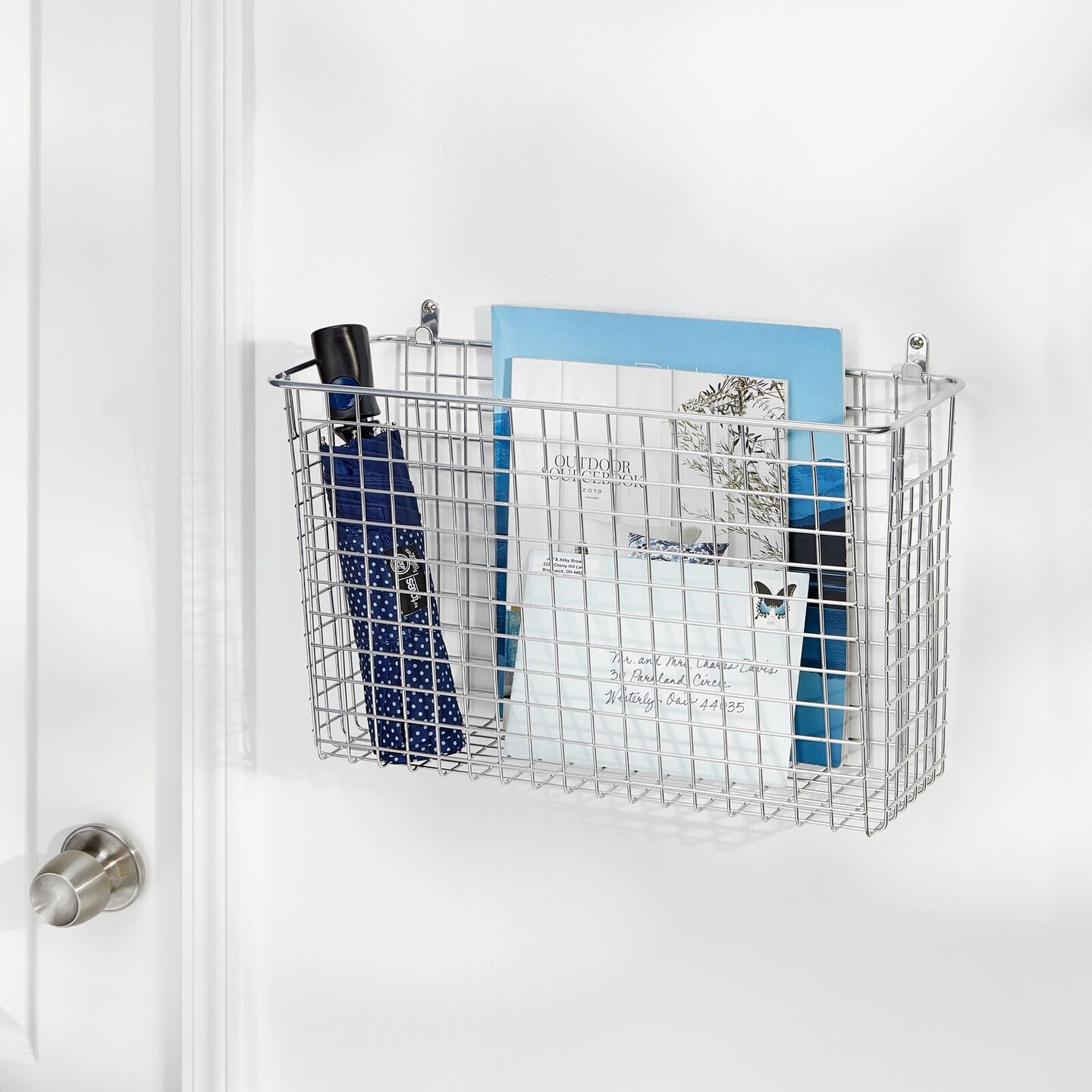 mDesign Metal Wall Mount Hanging Basket Home Storage, 6" Wide, 2 Pack