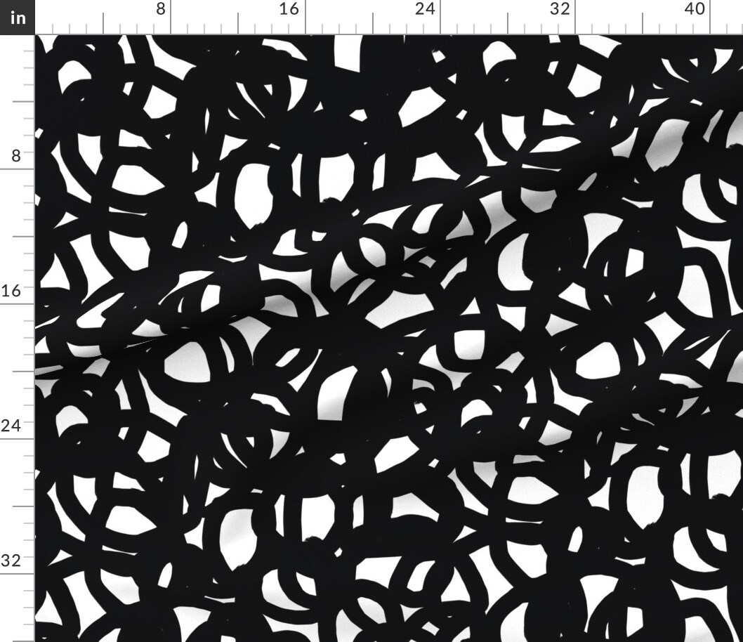 Black White Graphic Graffiti Abstract Modern Geometric Bold Custom Printed Fabric by Spoonflower Various Fabrics by the Yard or Fat Quarter