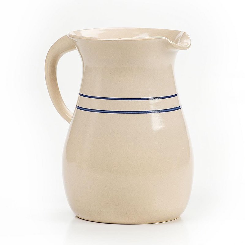 Martinez Pottery Heritage Blue Stripe Stoneware Pitcher