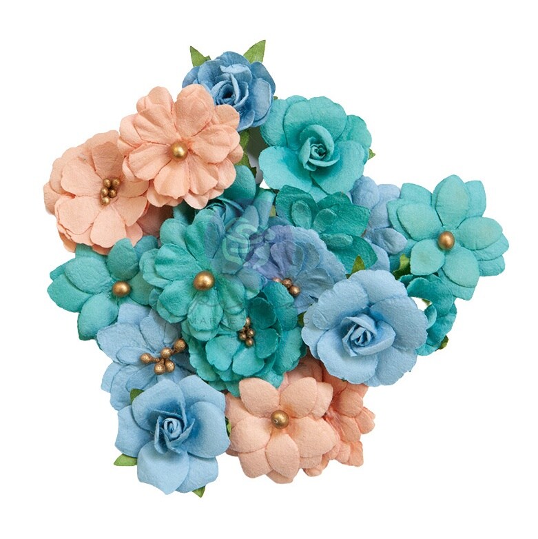 Prima Marketing Mulberry Paper Flowers-Mixed Colors/Painted Floral