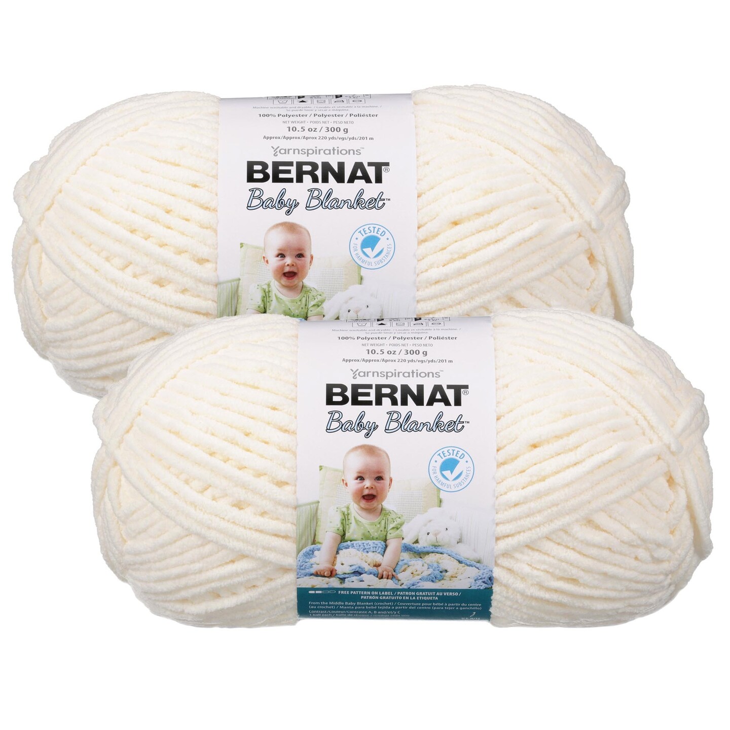 (Pack of 2) Bernat Baby Blanket Big Ball Yarn-Vanilla