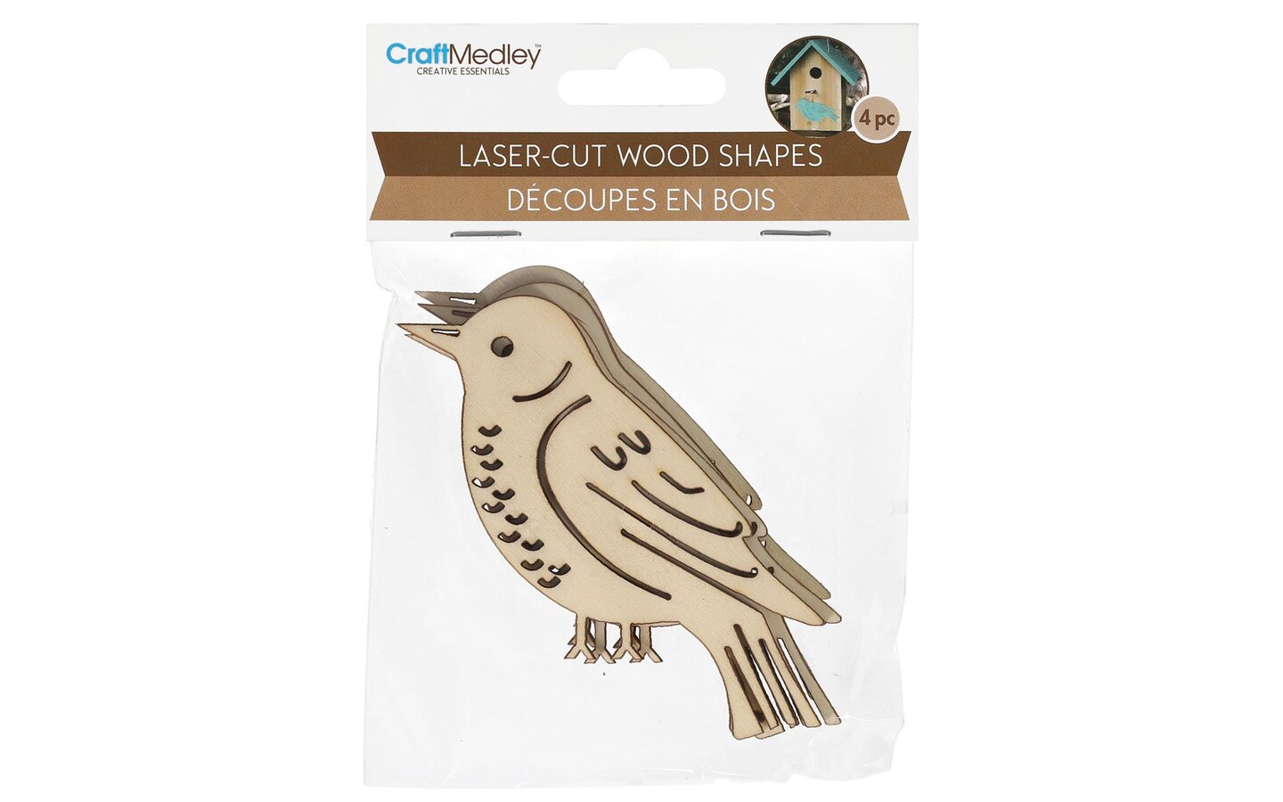 Multicraft Wood Shape 8cm Birdie 4pc