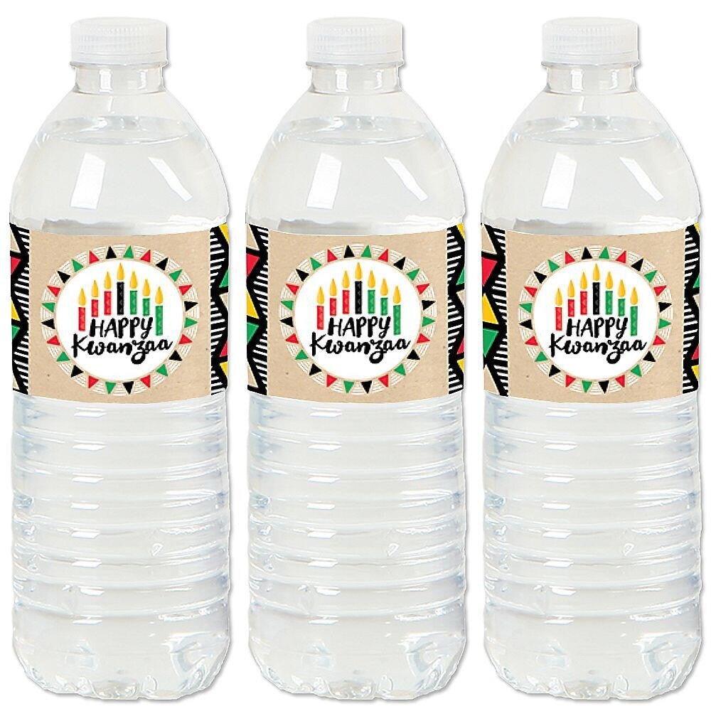 Big Dot of Happiness Happy Kwanzaa - Heritage Holiday Party Water Bottle Sticker Labels - Set of 20