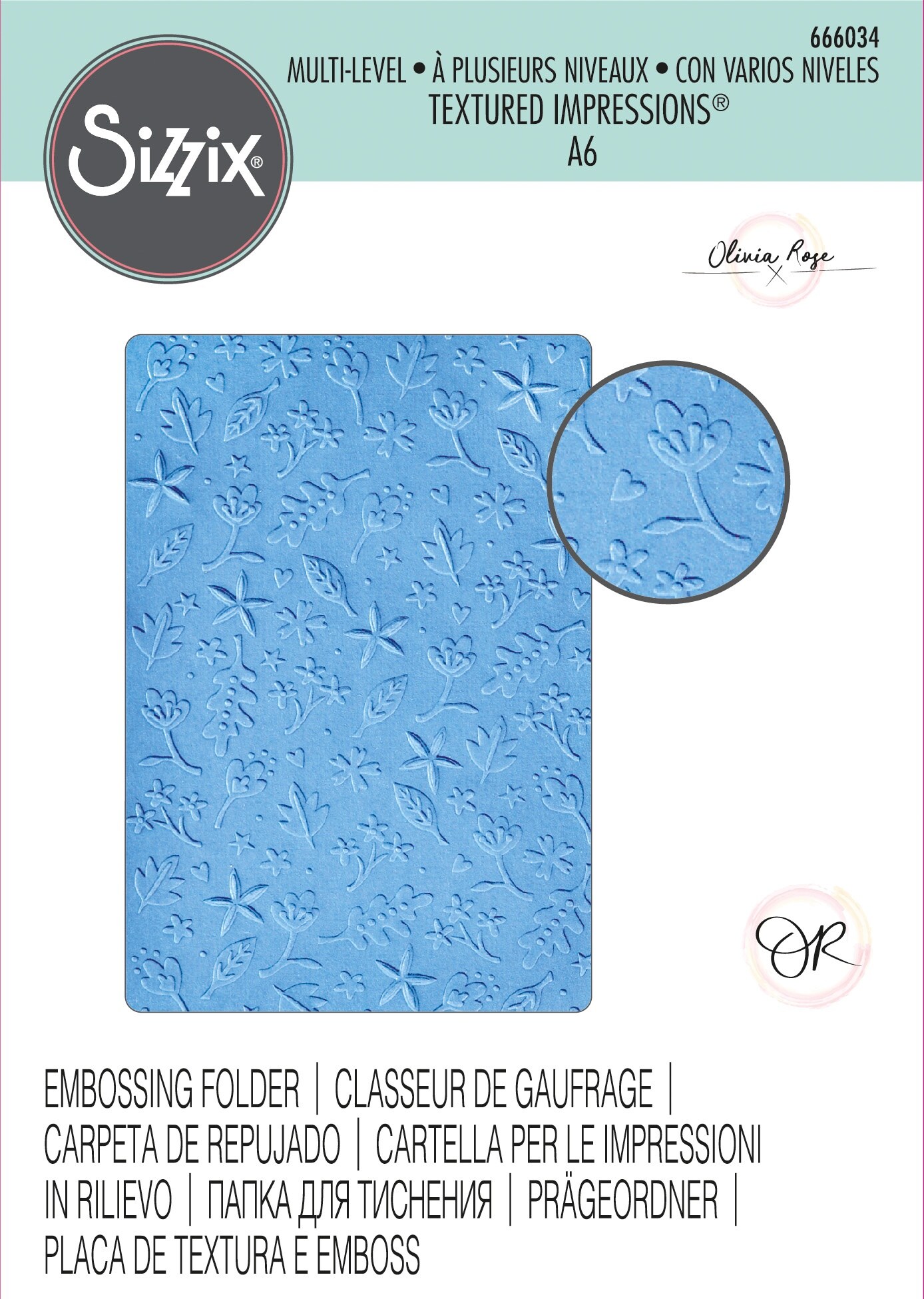 Sizzix Multi-Level Textured Impressions Embossing Folder-Drifting Leaves By Olivia Rose