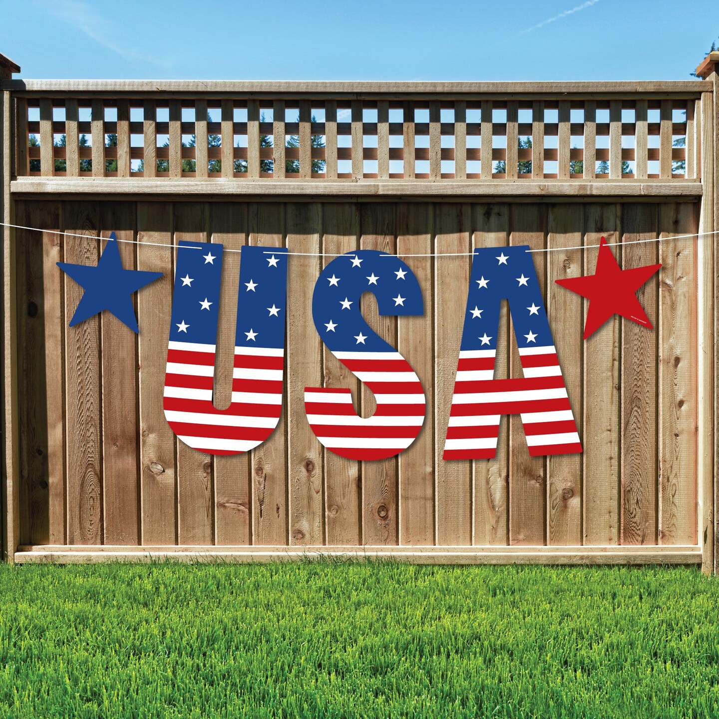 Big Dot of Happiness Stars &#x26; Stripes - Large Memorial Day, 4th of July and Labor Day Patriotic Party Decorations - USA - Outdoor Letter Banner