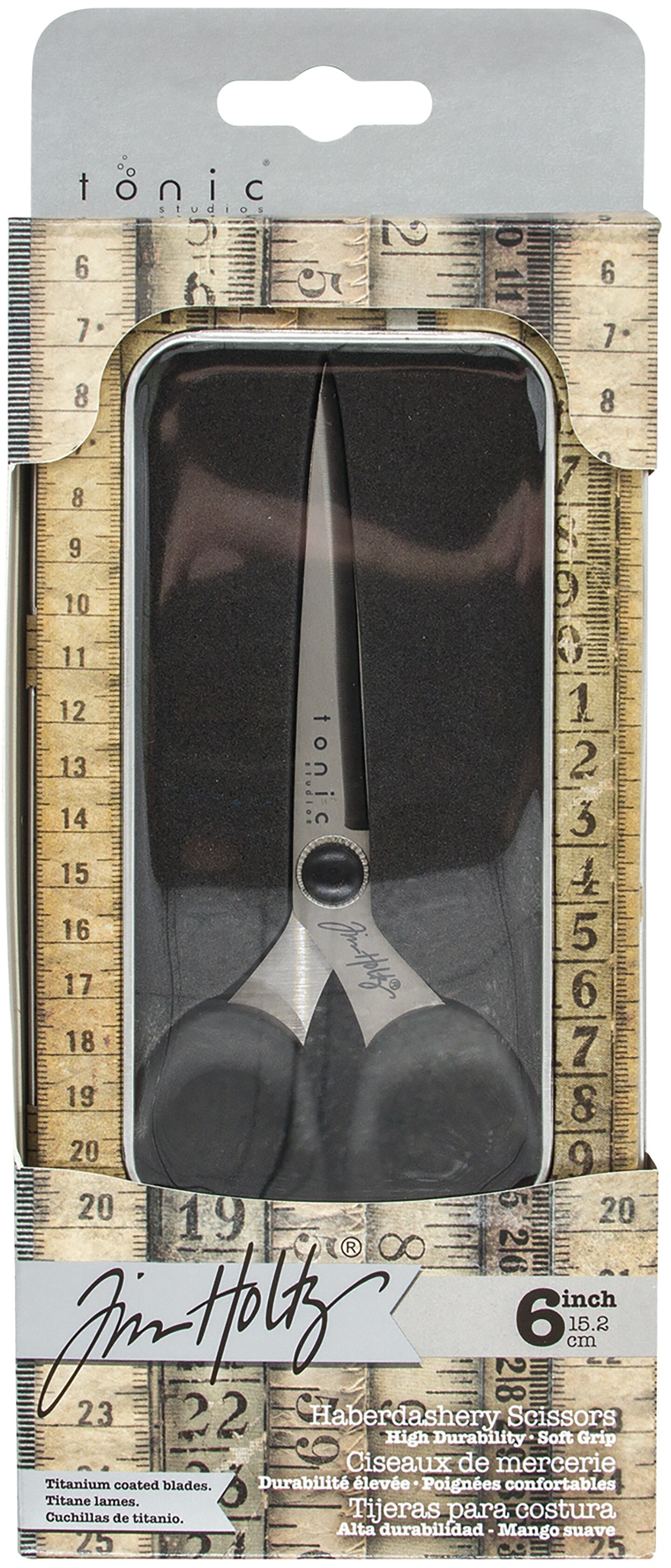 Tim Holtz Small Scissors - 6 Inch Scissors All Purpose for Cutting Fabric, Crafting, and Sewing - Heavy Duty Mini Scissors with Titanium Micro Point and Comfort Grip