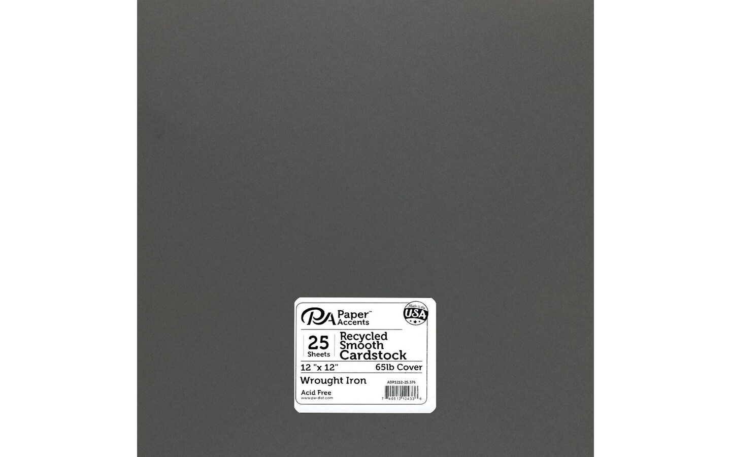 PA Paper Accents Recycled Cardstock 12" x 12" Wrought Iron, 65lb colored cardstock paper for card making, scrapbooking, printing, quilling and crafts, 25 piece pack