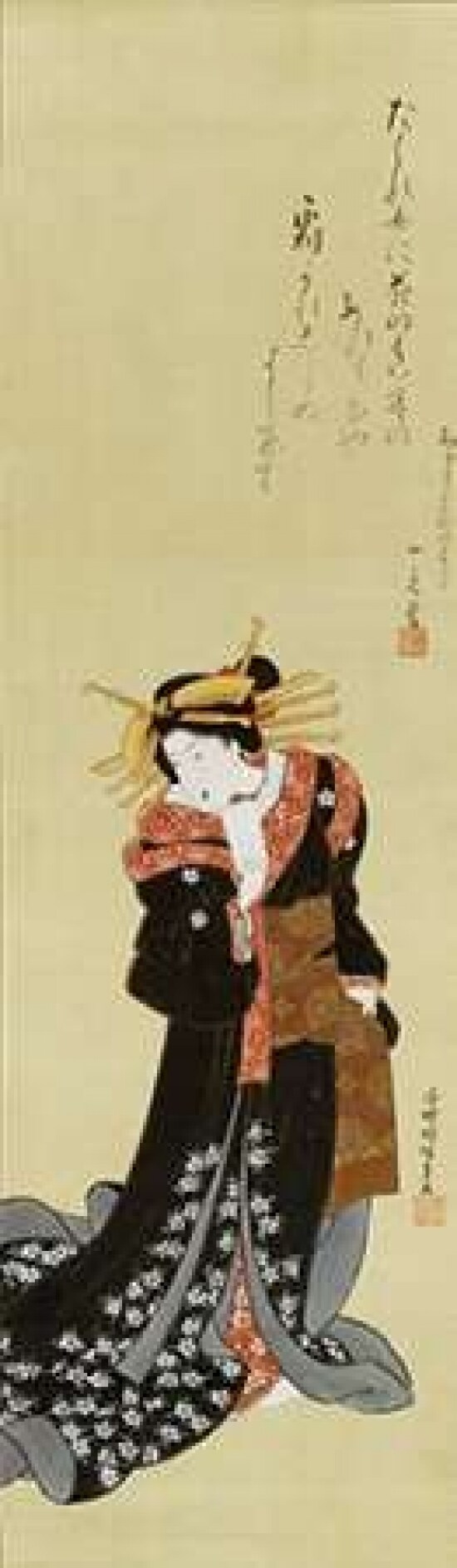 A Standing Courtesan In a Black Kimono Poster Print by  Utagawa Kunisada - Item # VARPDX266704
