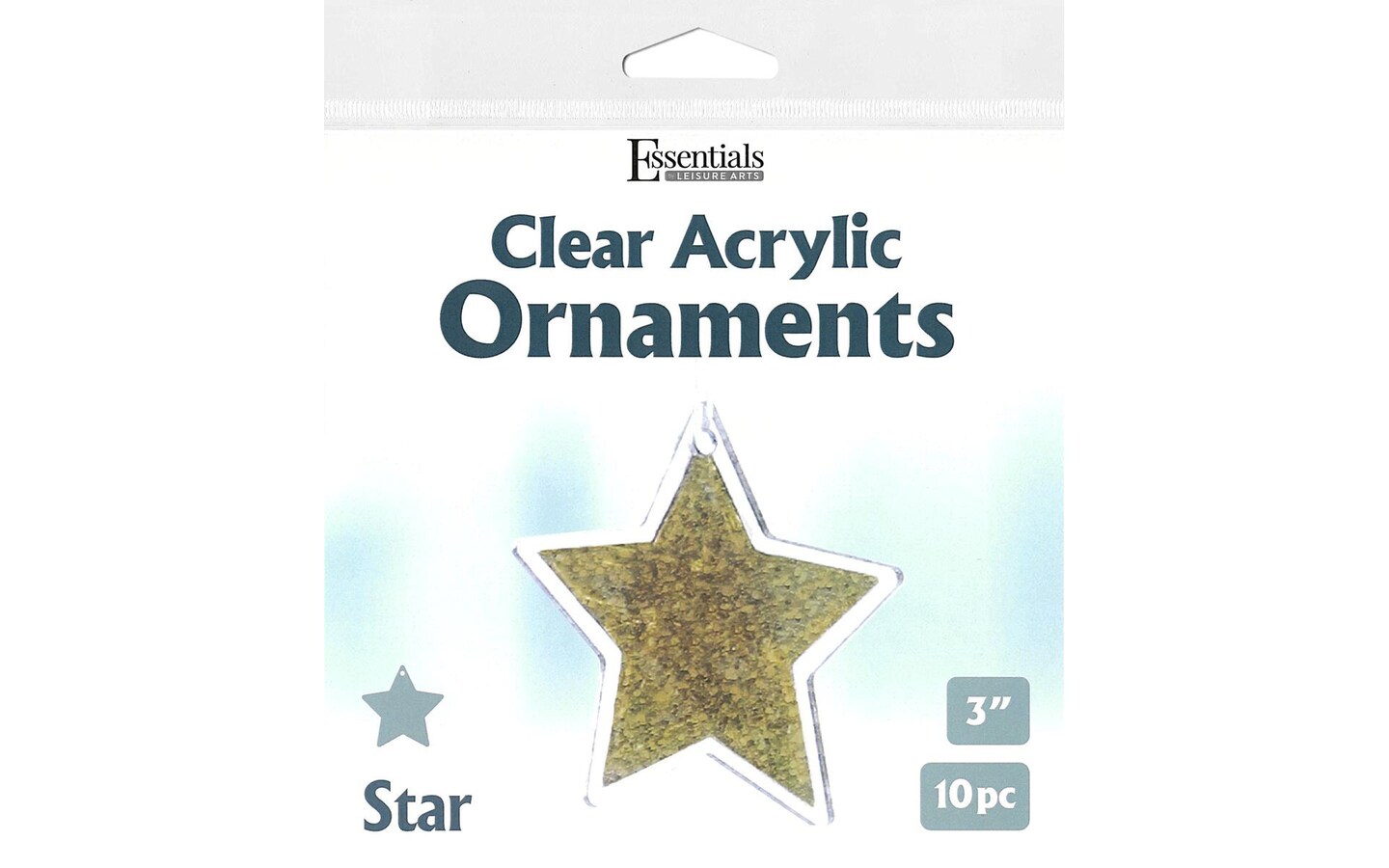 Essentials By Leisure Arts Clear Acrylic Ornaments 3&#x22; Star 10pc, Laser cut ornament blanks for decorating with vinyl, paint, stickers and more