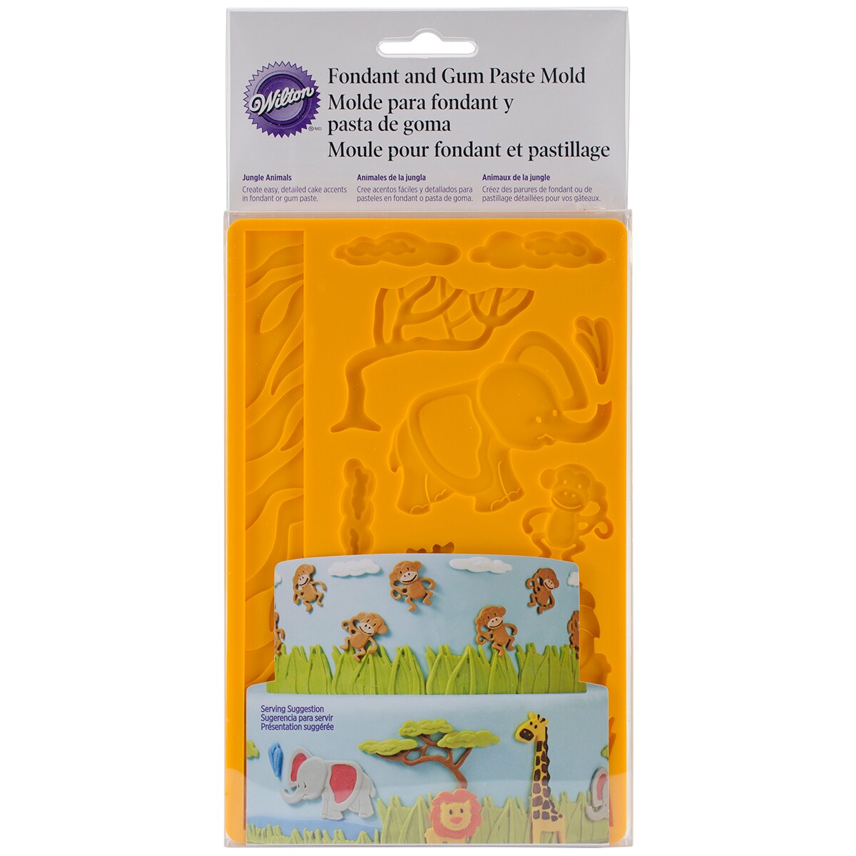 Fondant &#x26; Gum Paste Silicone Mold 5&#x22;X7.75&#x22;-Jungle Animals
