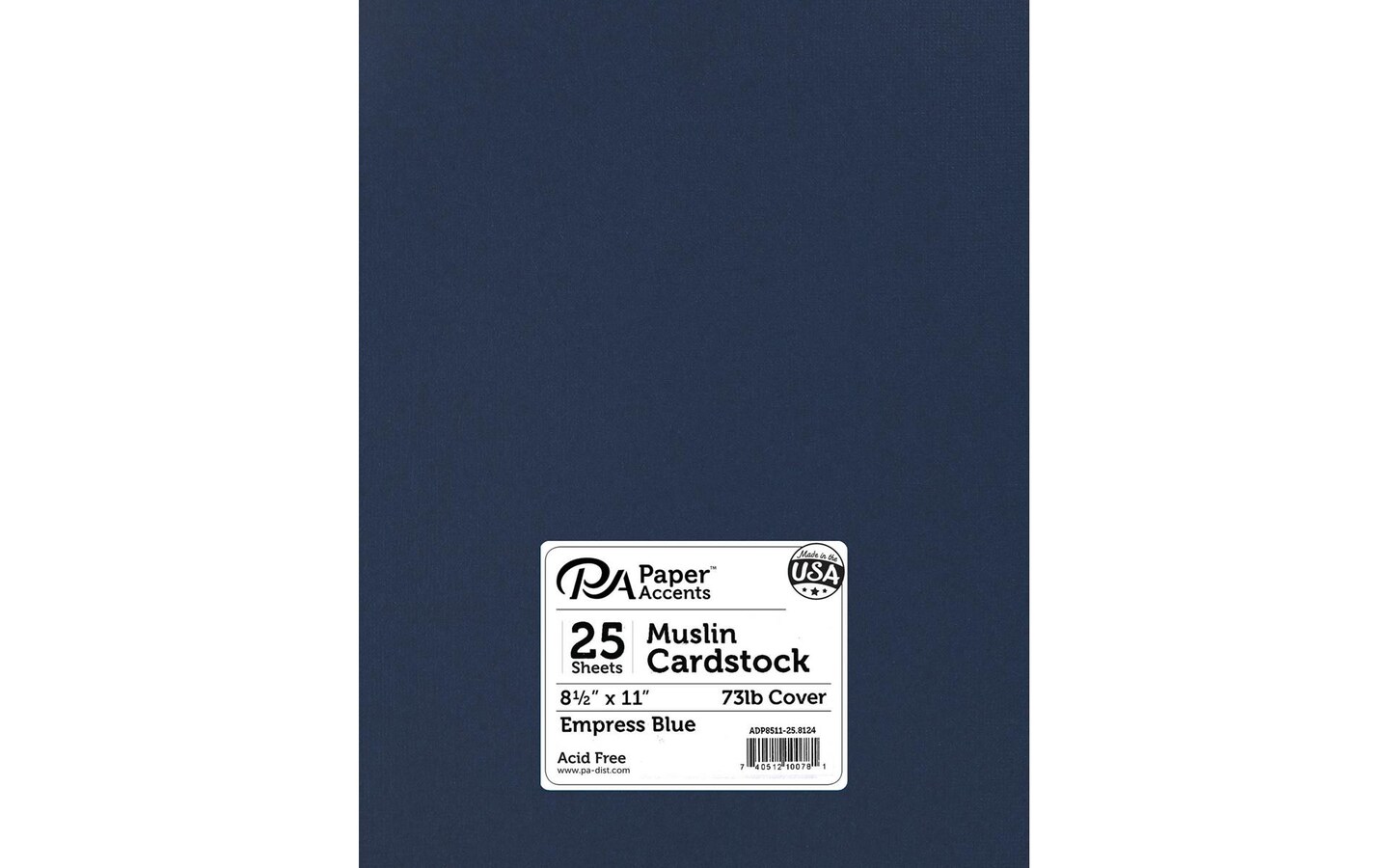 PA Paper Accents Textured Cardstock 8.5" x 11" Empress Blue, 73lb colored cardstock paper for card making, scrapbooking, printing, quilling and crafts, 25 piece pack