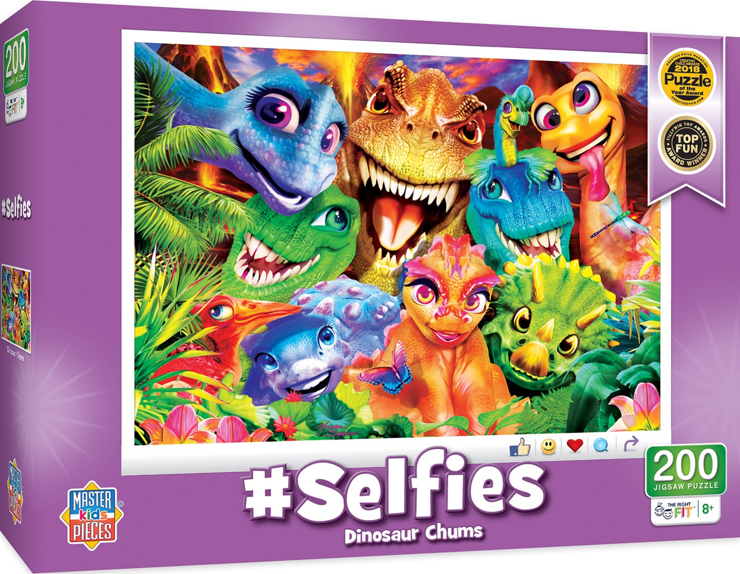 Masterpieces 200 Piece Jigsaw Puzzle for Kids - #Selfies Dinosaur Chums -  14x19