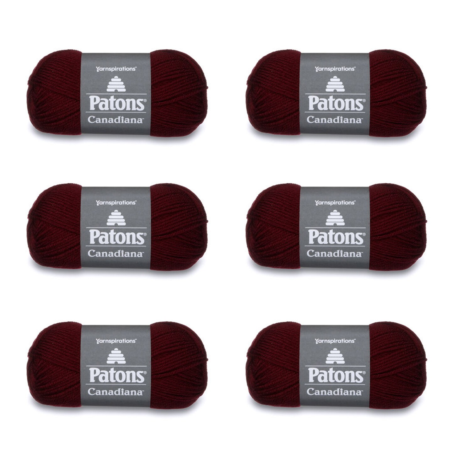 Patons Canadiana Burgundy Yarn - 6 Pack of 3.5oz/100g - Acrylic - 4 Medium - 205 Yards - Knitting/Crochet