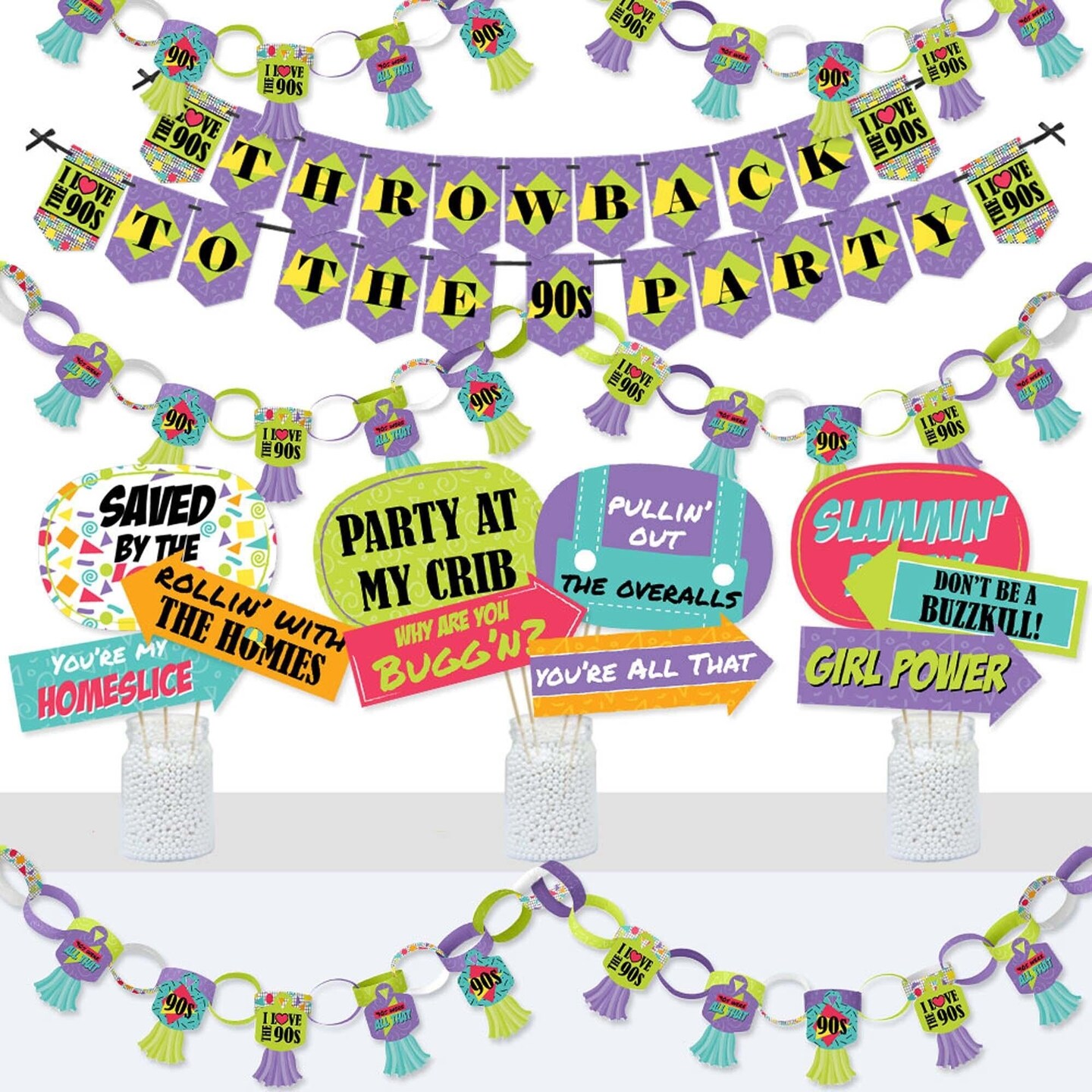 Big Dot Of Happiness 90s Throwback Banner And Photo Booth Decorations 1990s Party Supplies