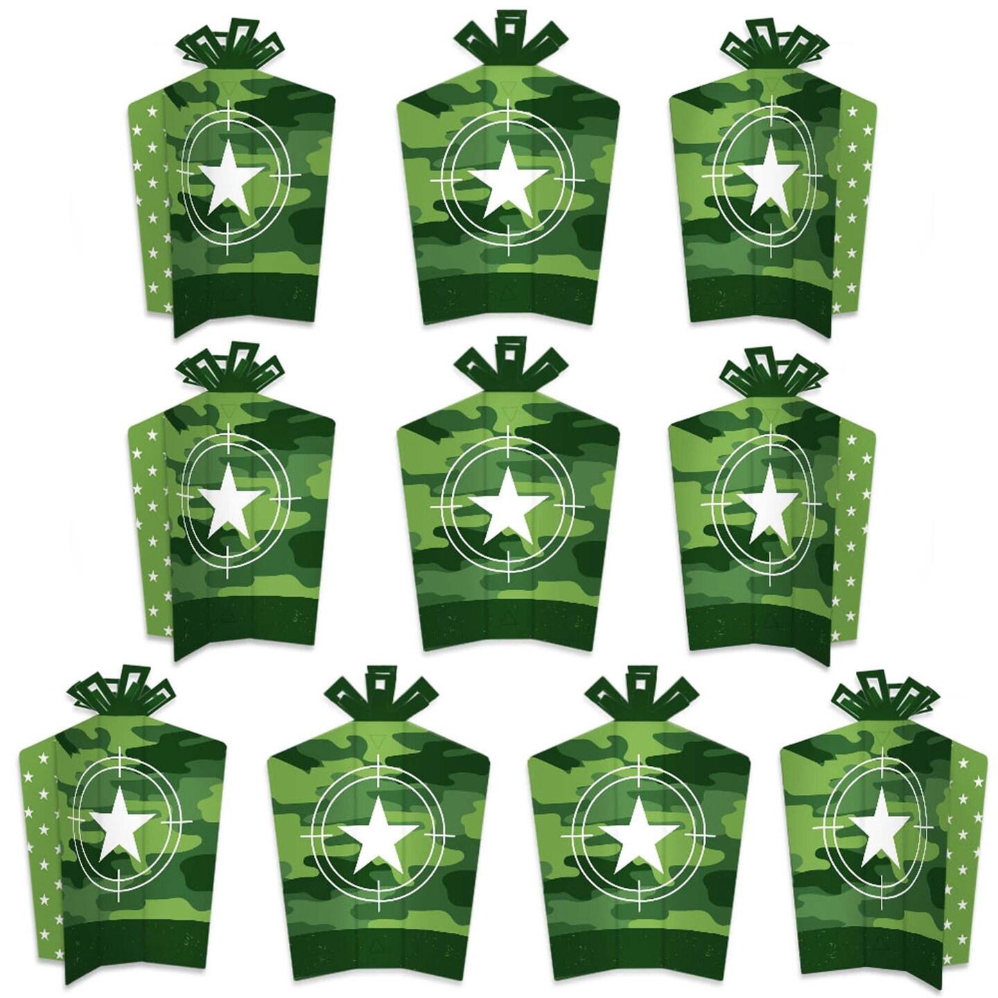 Big Dot of Happiness Camo Hero - Table Decorations - Army Military Camouflage Party Fold and Flare Centerpieces - 10 Count