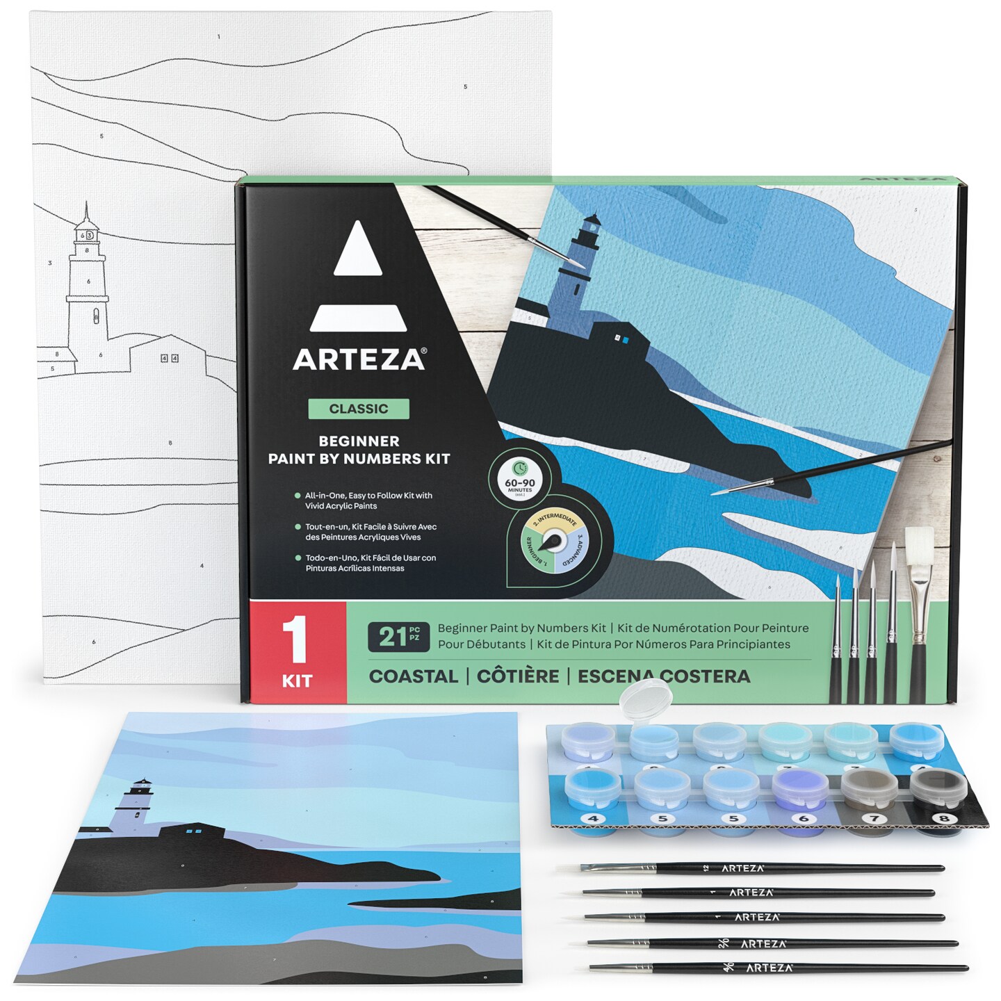 Arteza Coastal Landscape Paint by Numbers Kit 21 Pieces Michaels