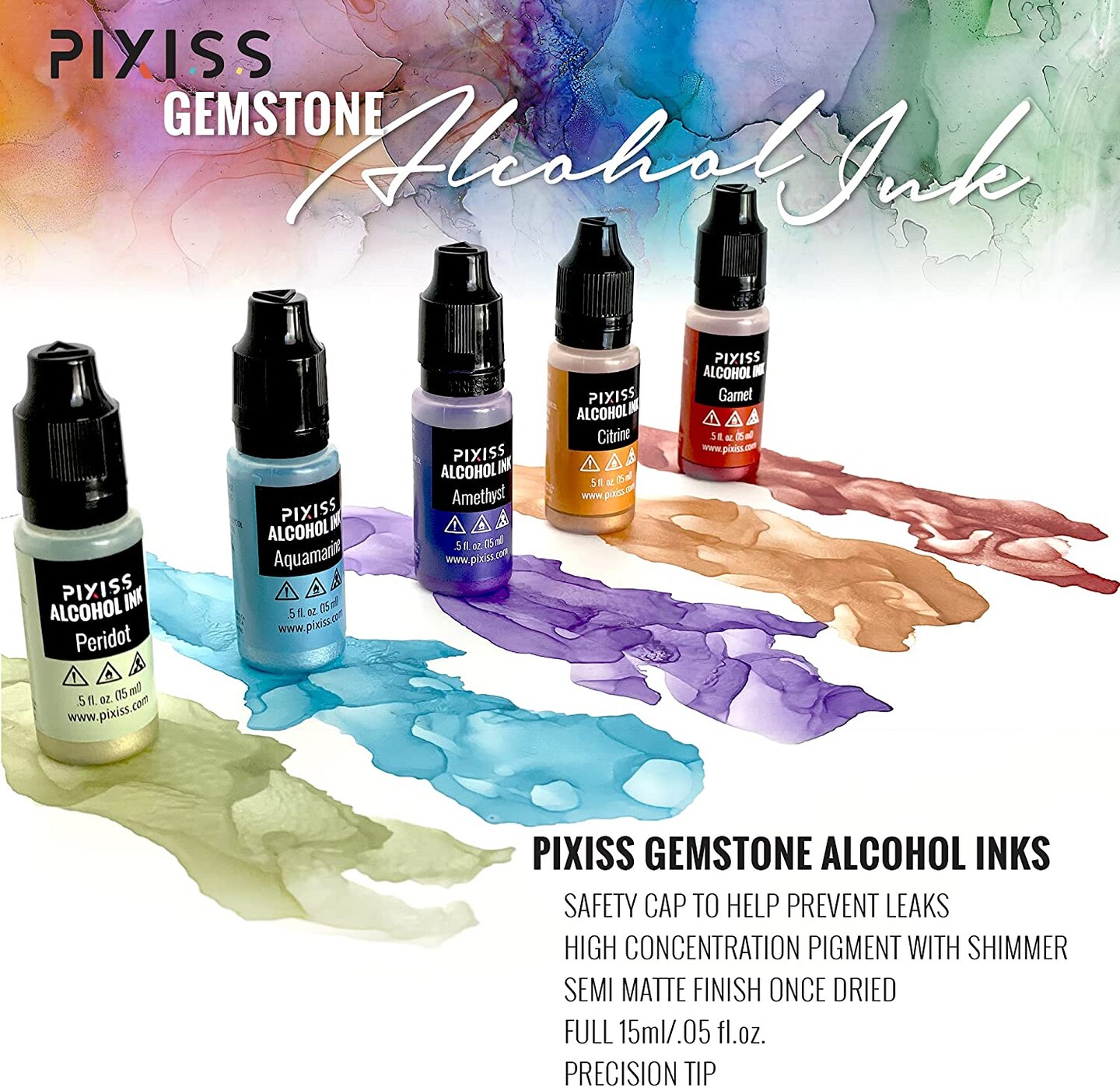 24 Color Alcohol Ink Set - Huge 30ml Triple Sized 1-oz Bottles - Includes  4-oz Blender & 30 Swabs - Vibrant Highly Concentrated Pigment Dye Paint