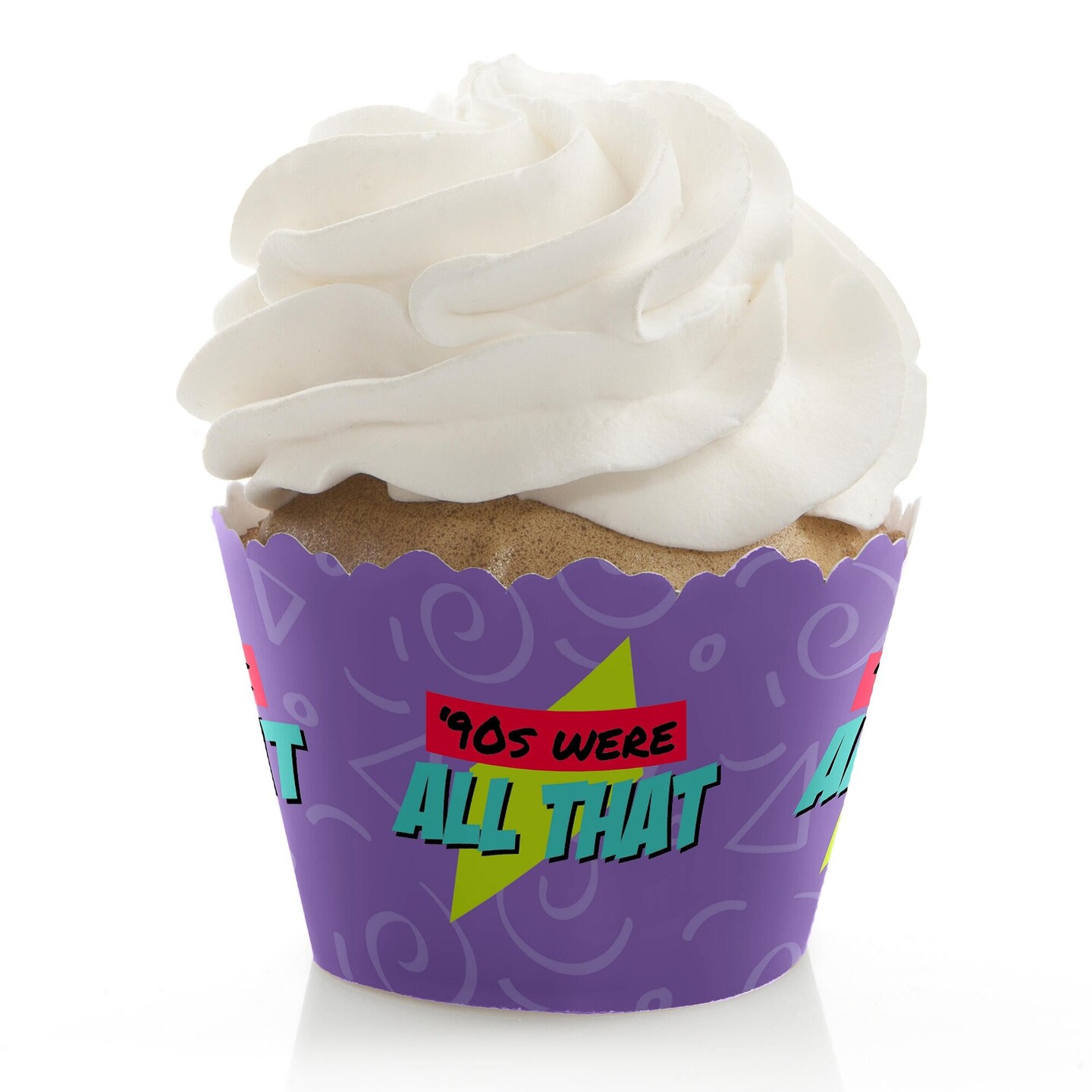 Big Dot of Happiness 90&#x27;s Throwback - 1990s Party Decorations - Party Cupcake Wrappers - Set of 12