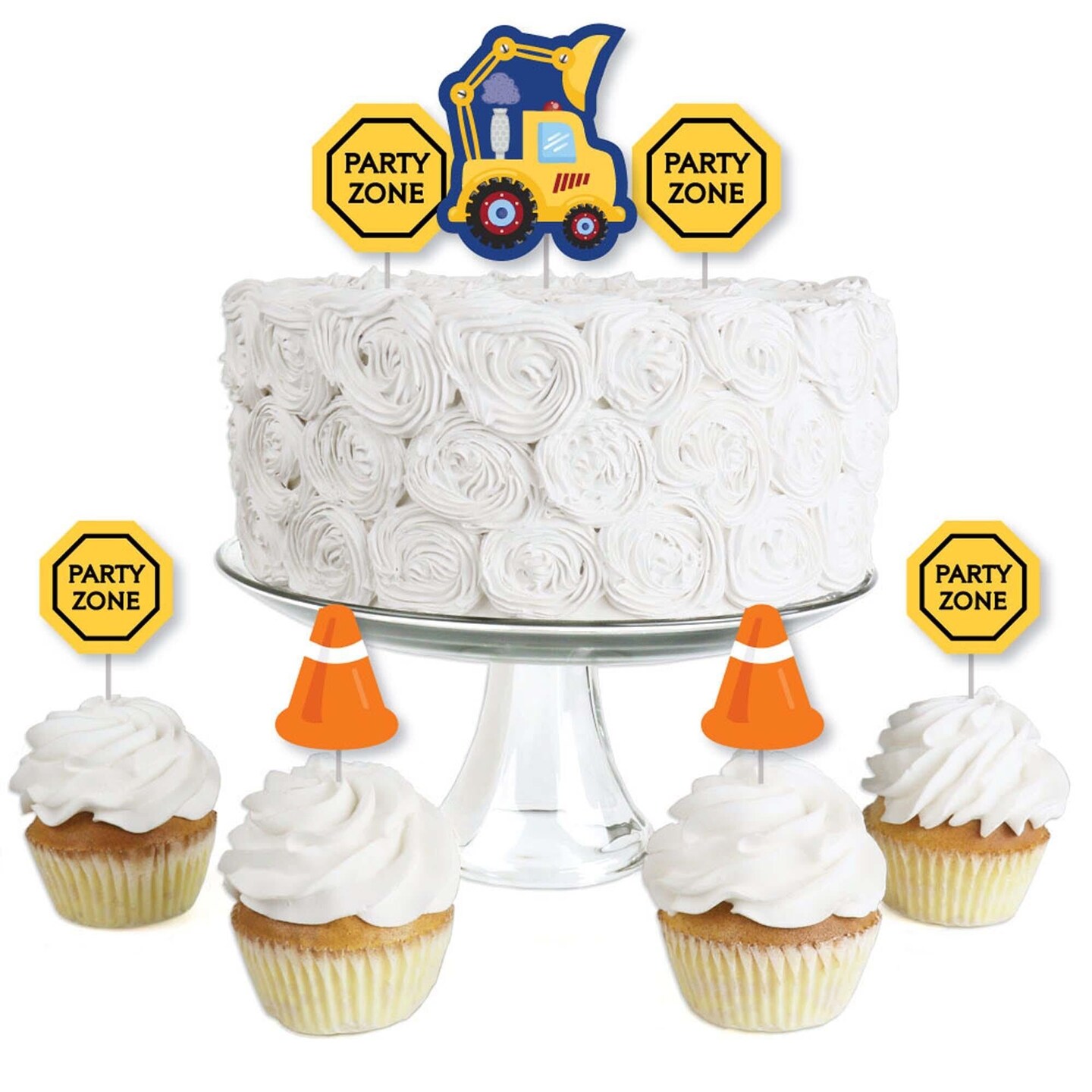Big Dot of Happiness Construction Truck Dessert Cupcake Toppers