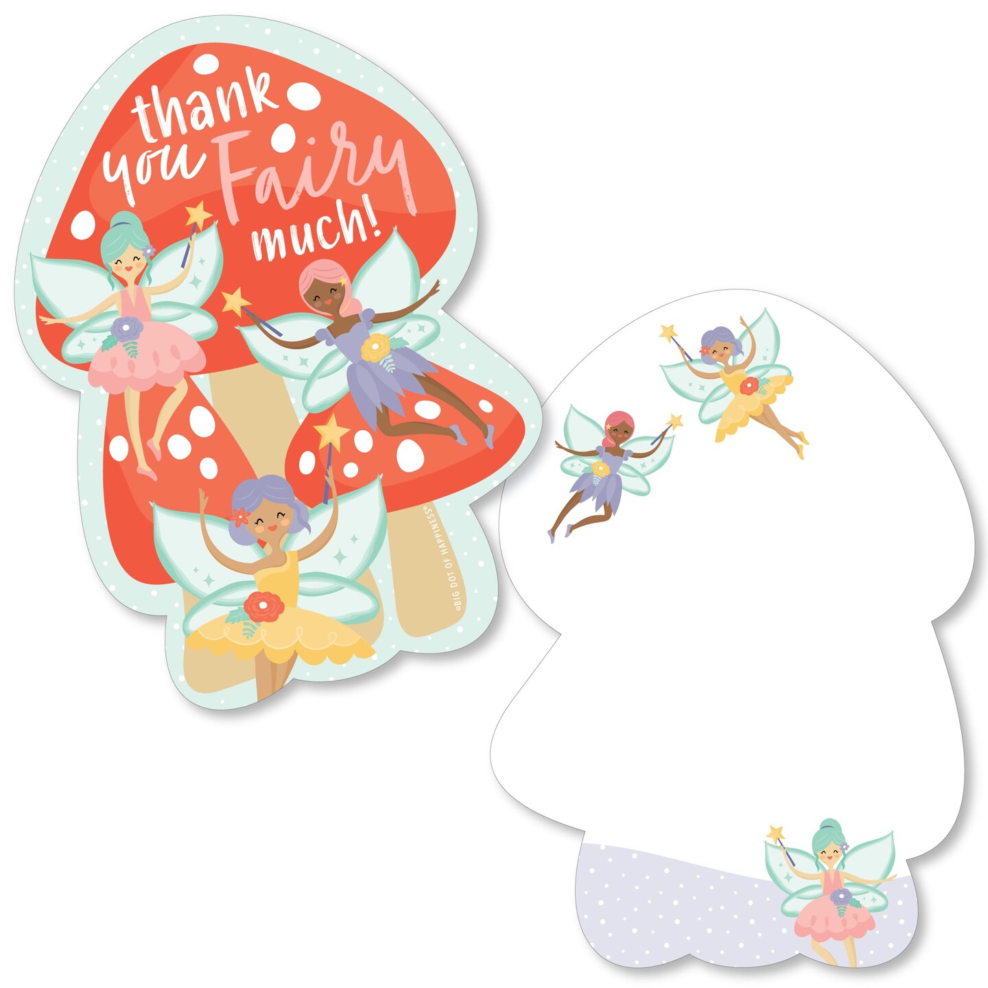 Big Dot of Happiness Let's Be Fairies - Shaped Thank You Cards - Fairy Garden Birthday Party Thank You Note Cards with Envelopes - Set of 12